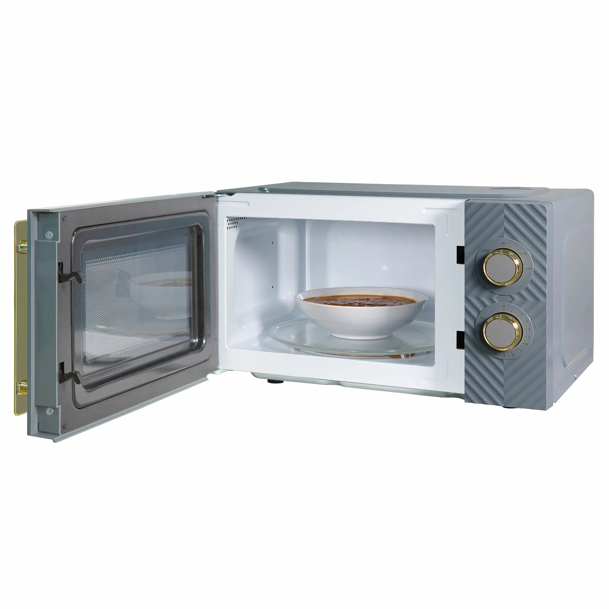 Russell Hobbs - Microondas manual de 17 litros y 700 W, color gris, con diseño de ranura, 5 niveles de potencia, temporizador integrado y función de descongelación, fácil de limpiar RHMM723G