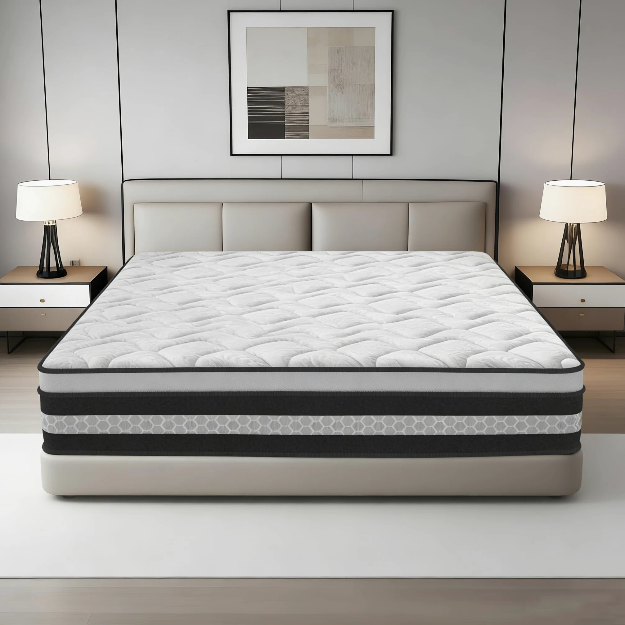 Colchón Viscoelástico 160 x 200 cm, Colchón Matrimonio con Muelles Ensacados, Ortopédico, Alivio de Presión y Ergonomía, Firmeza Media, 7 Zonas Confort, Transpirable, Hipoalergénico y Antibacteriano