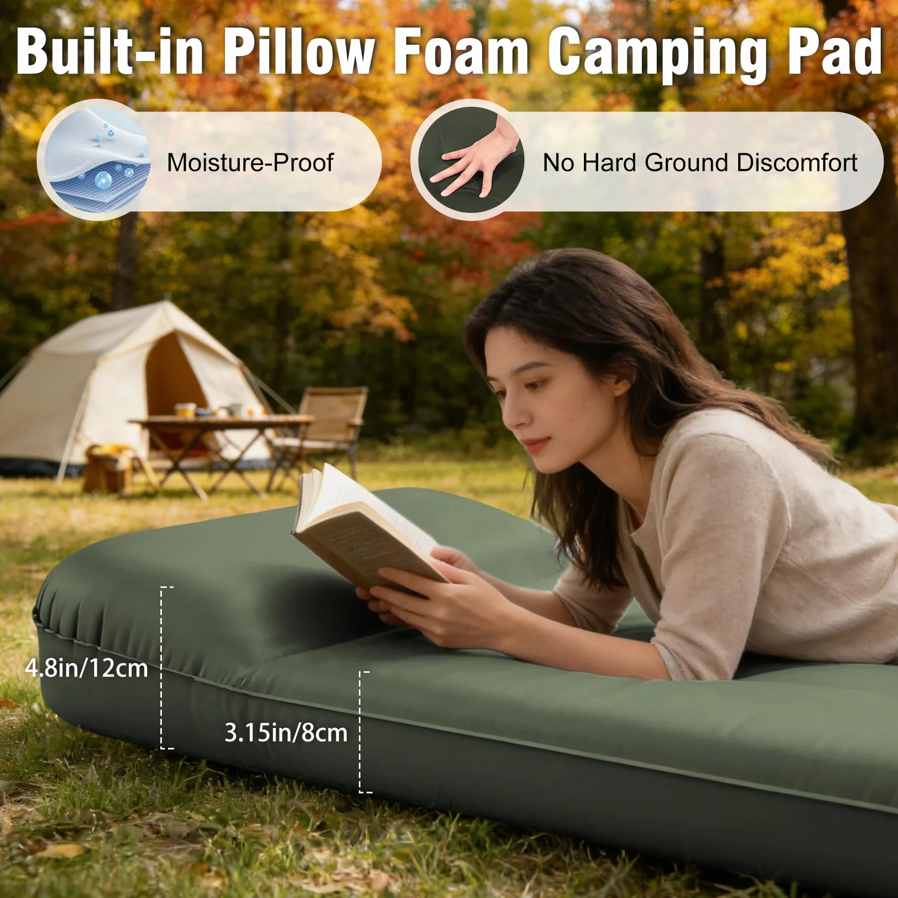 Colchoneta de espuma autoinflable con bomba eléctrica - Colchón de camping 3.15 pulgadas - Inflado rápido