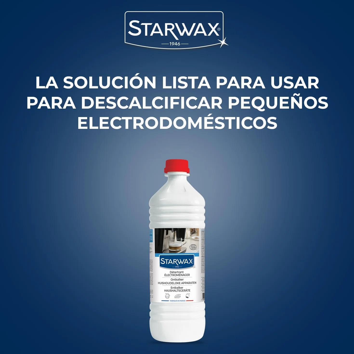 STARWAX - Descalcificador Electrodomésticos - Eficaz incluso en superficies muy incrustadas - Acción rápida - Eficaz en frío - 100% de origen natural - Listo para usar - 1L