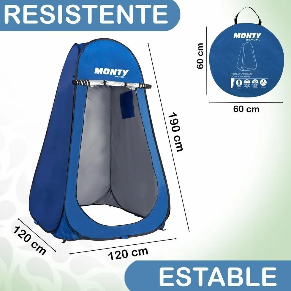 Tienda cambiador playa Pop Up 120x190 cm Oxford azul UPF+50 waterproof 1 adulto
