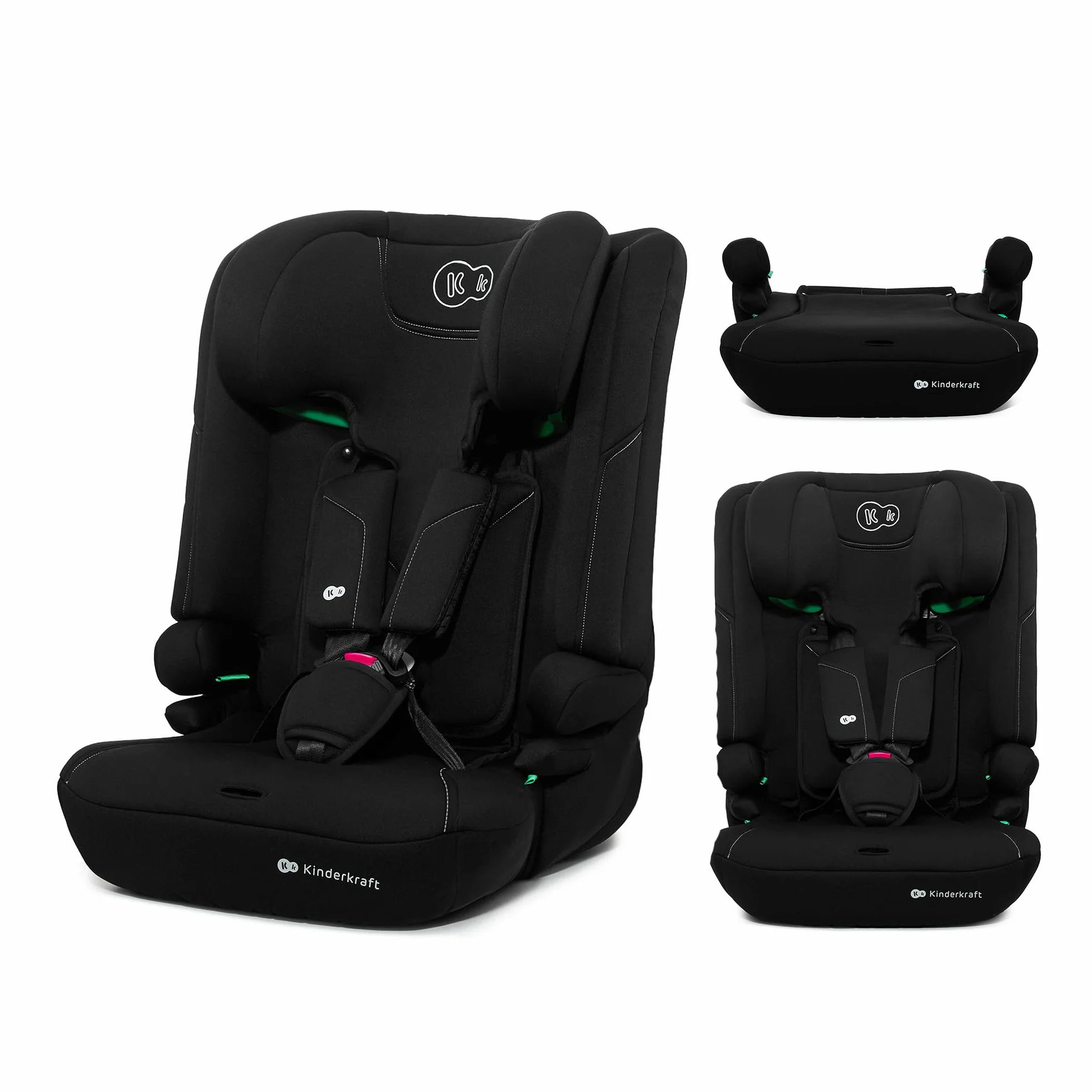 Kinderkraft I-COMFY Silla de coche ajustable 76-150 cm Respaldo ajustable Cinturón de seguridad 5 puntos Negro