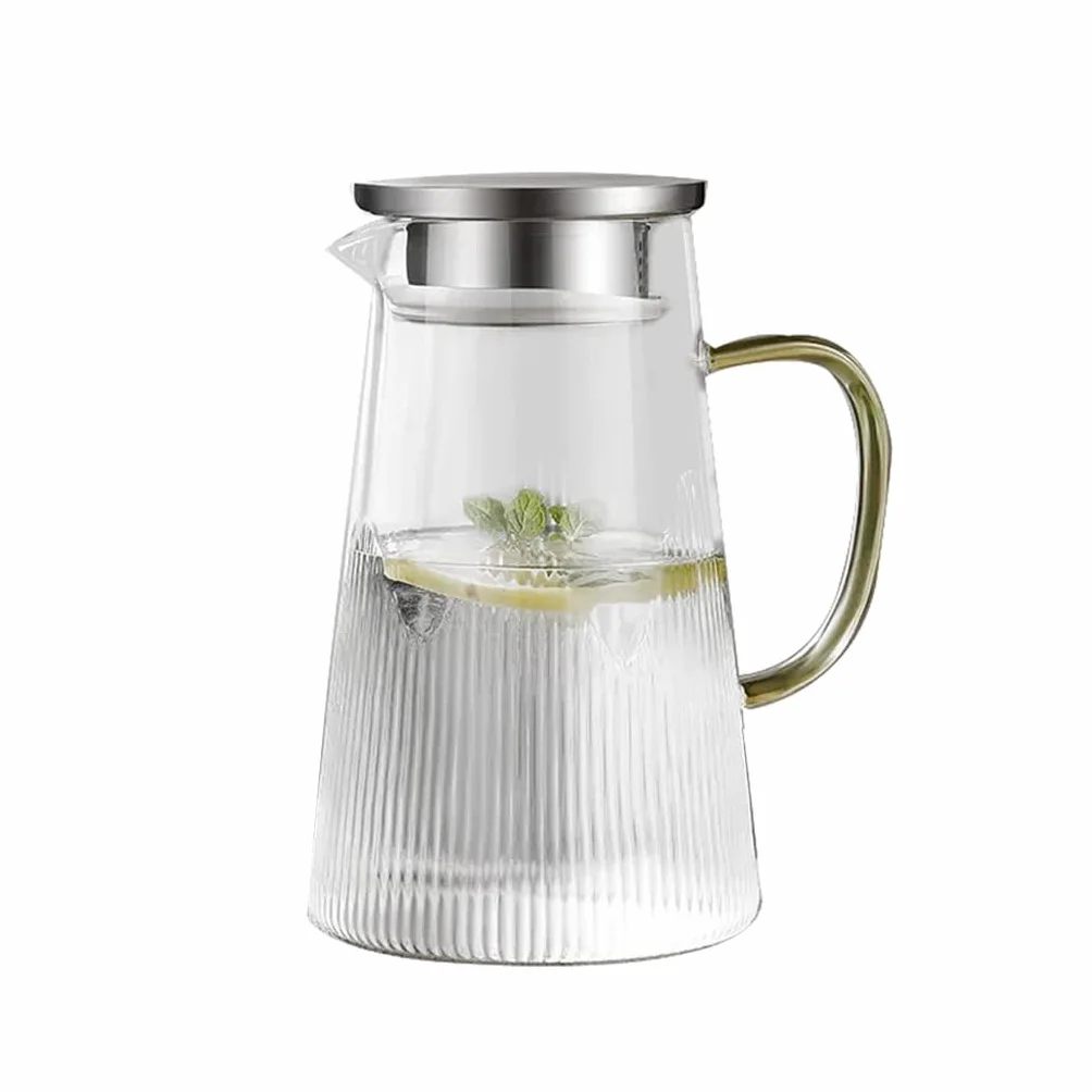 Nff Jarra De Cristal, Jarra De Cristal De 1,2 L con Tapa, con Mango De Madera Jarra De Agua De Cristal Resistente Al Calor Apta For Bebidas, Té Caliente, Café, Leche (Color : A)