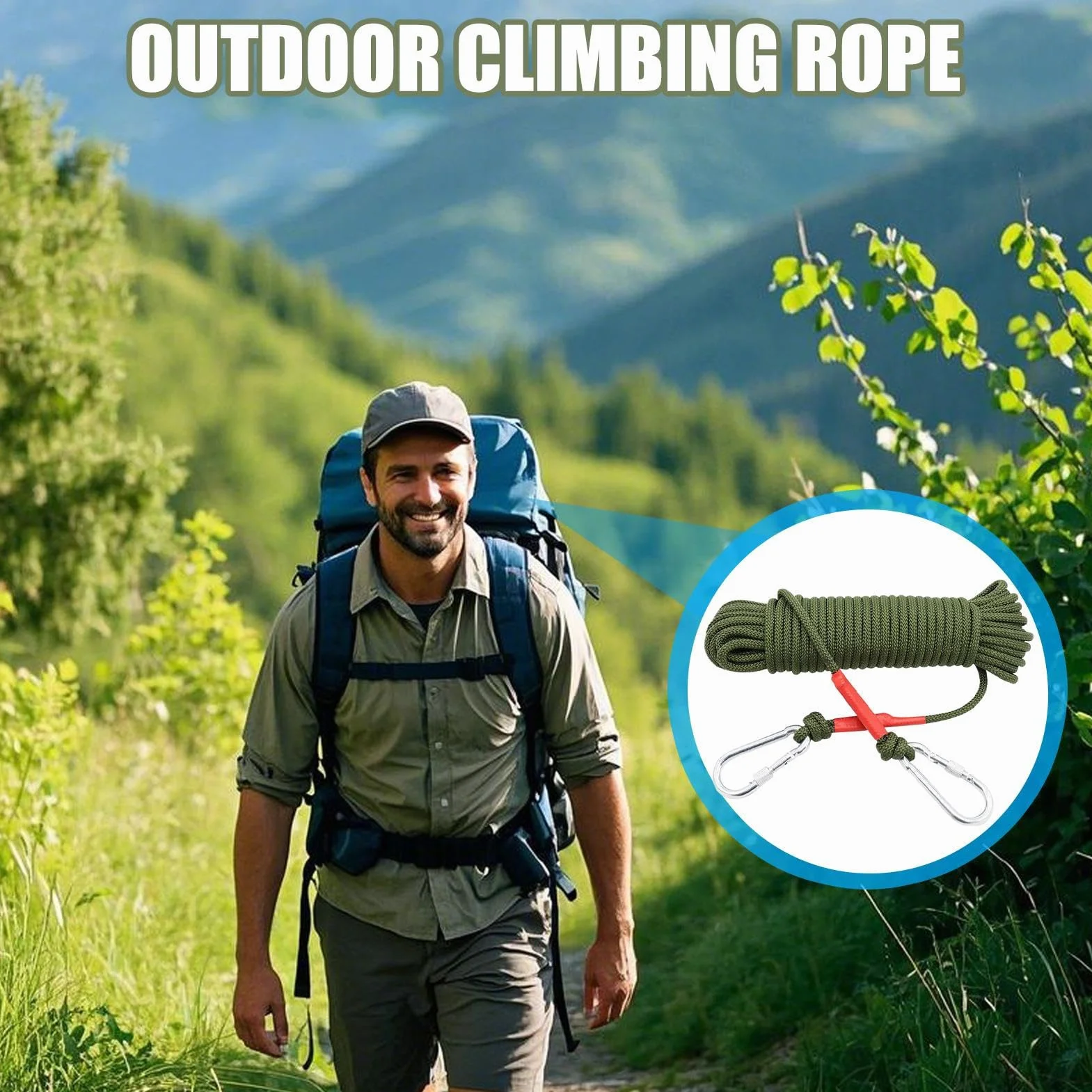 Cuerda De Escalada Estática 5 Metros Nylon para Seguridad Y Rescate Equipo De Tracción Exterior
