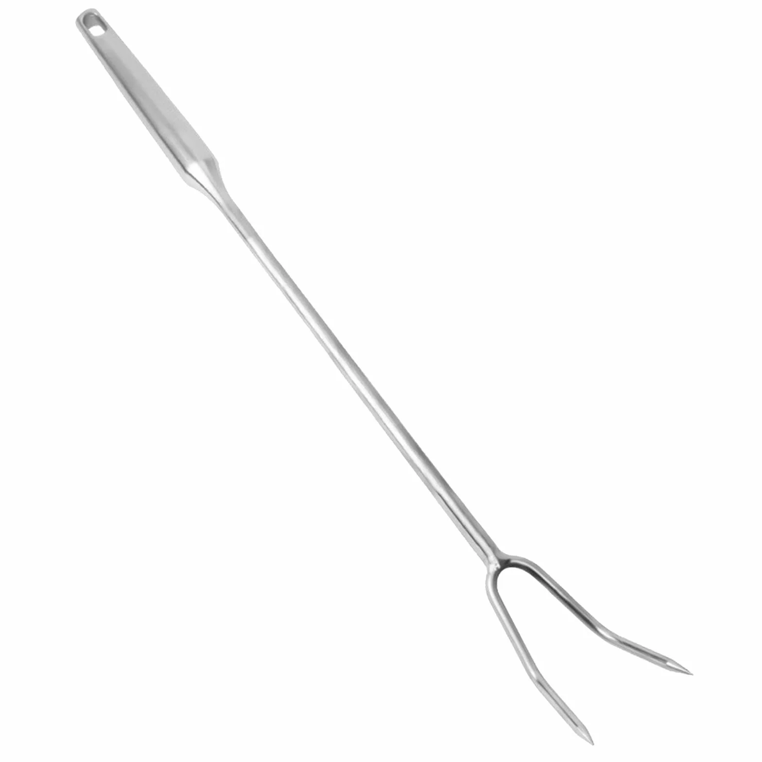 Tenedor para Carne, Herramienta de Acero Inoxidable 304, diseño Funcional de Dos Puntas para cocinar y trinchar, Mango de Acero 50cm