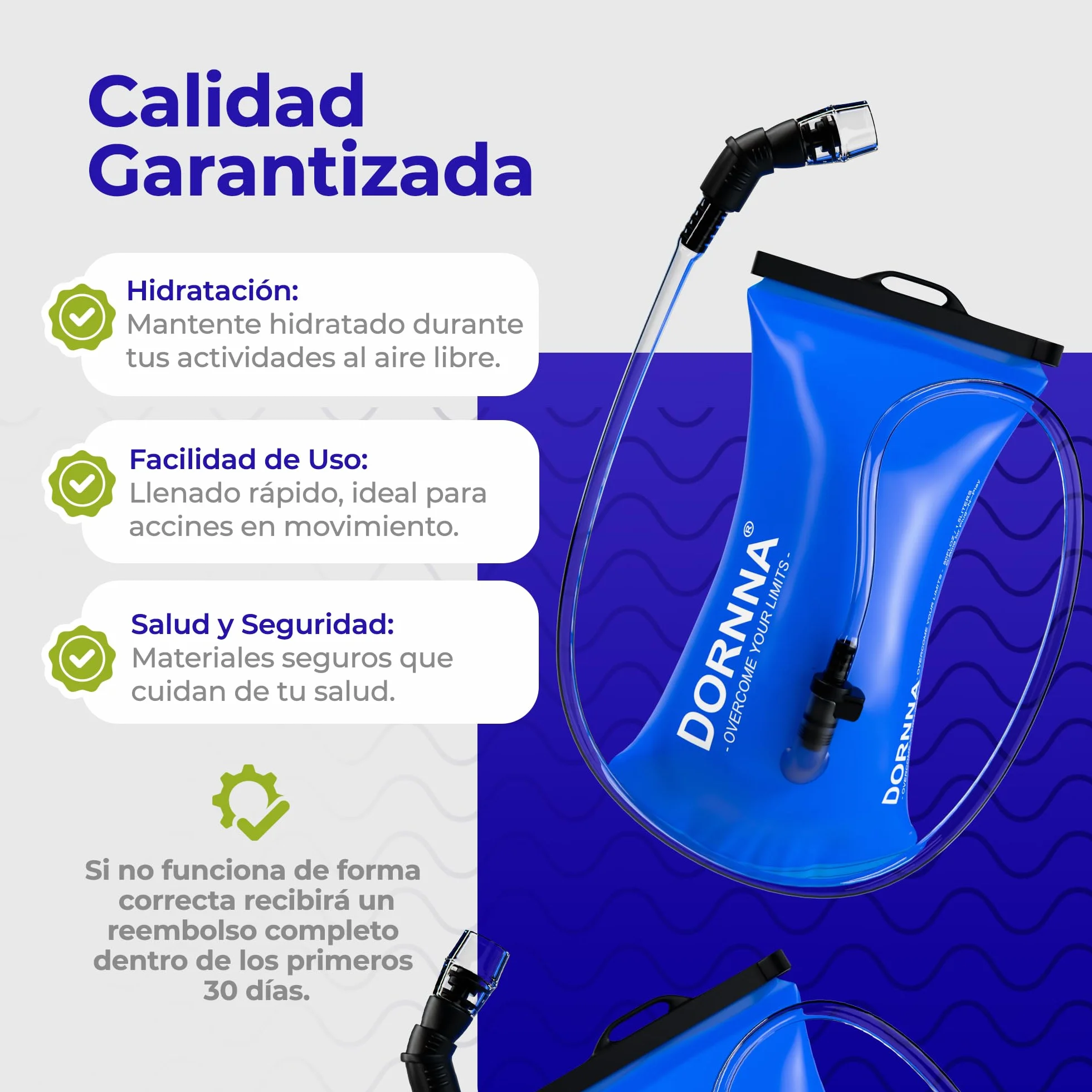 Bolsa de Hidratación sin BPA, Bolsa de Agua Portátil para Mochila Hidratación, Vejiga de Hidratación Resistente para Trail, MTB, Ciclismo, Montaña.