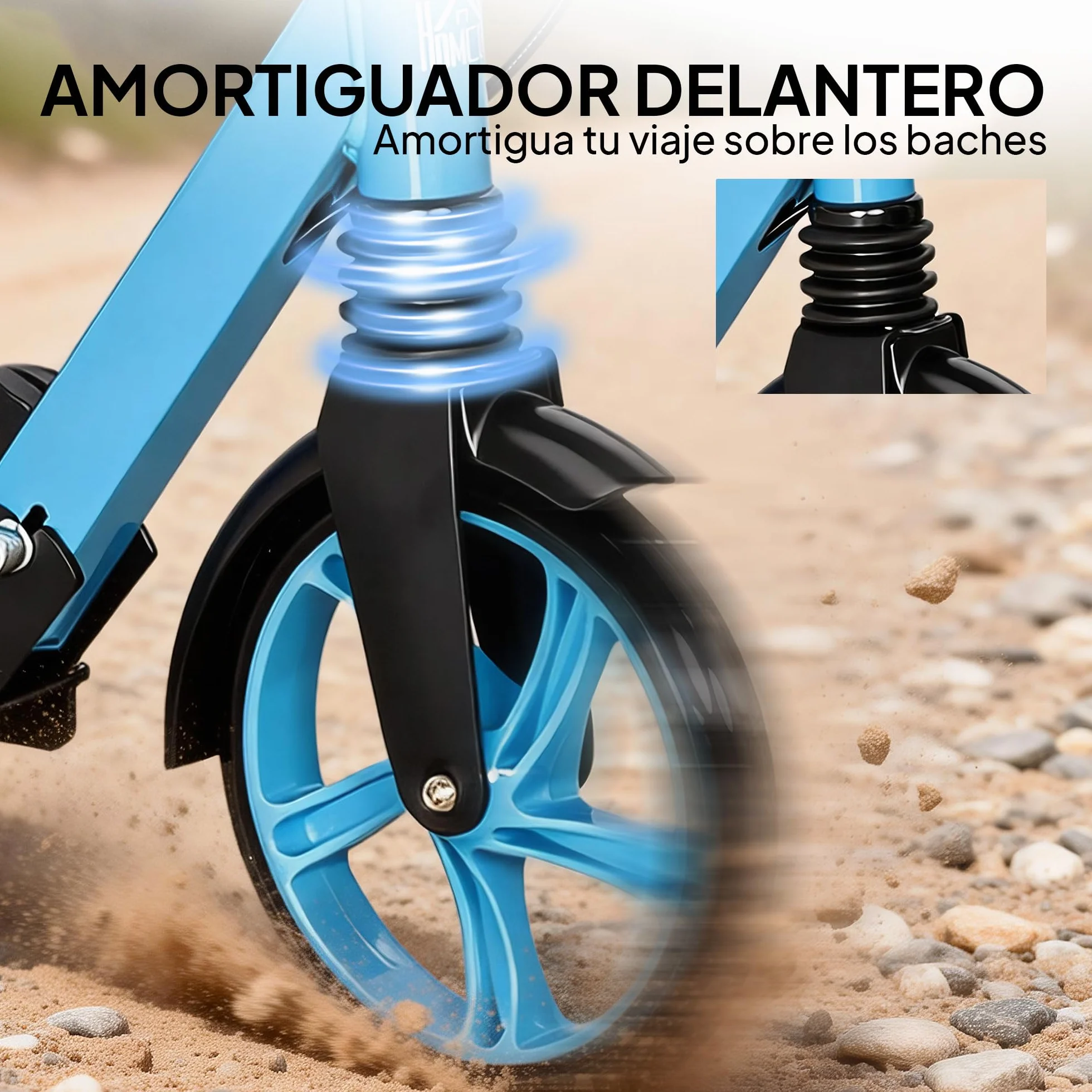 HOMCOM Patinete Plegable para Adultos y Niños +14 Años Scooter Ligero con Manillar Ajustable Ruedas 200 mm Aluminio Carga 100 kg