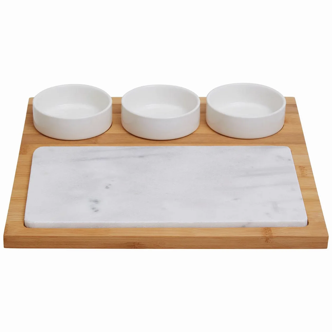 Premier Housewares 5 placas de cerámica y mármol blanco.