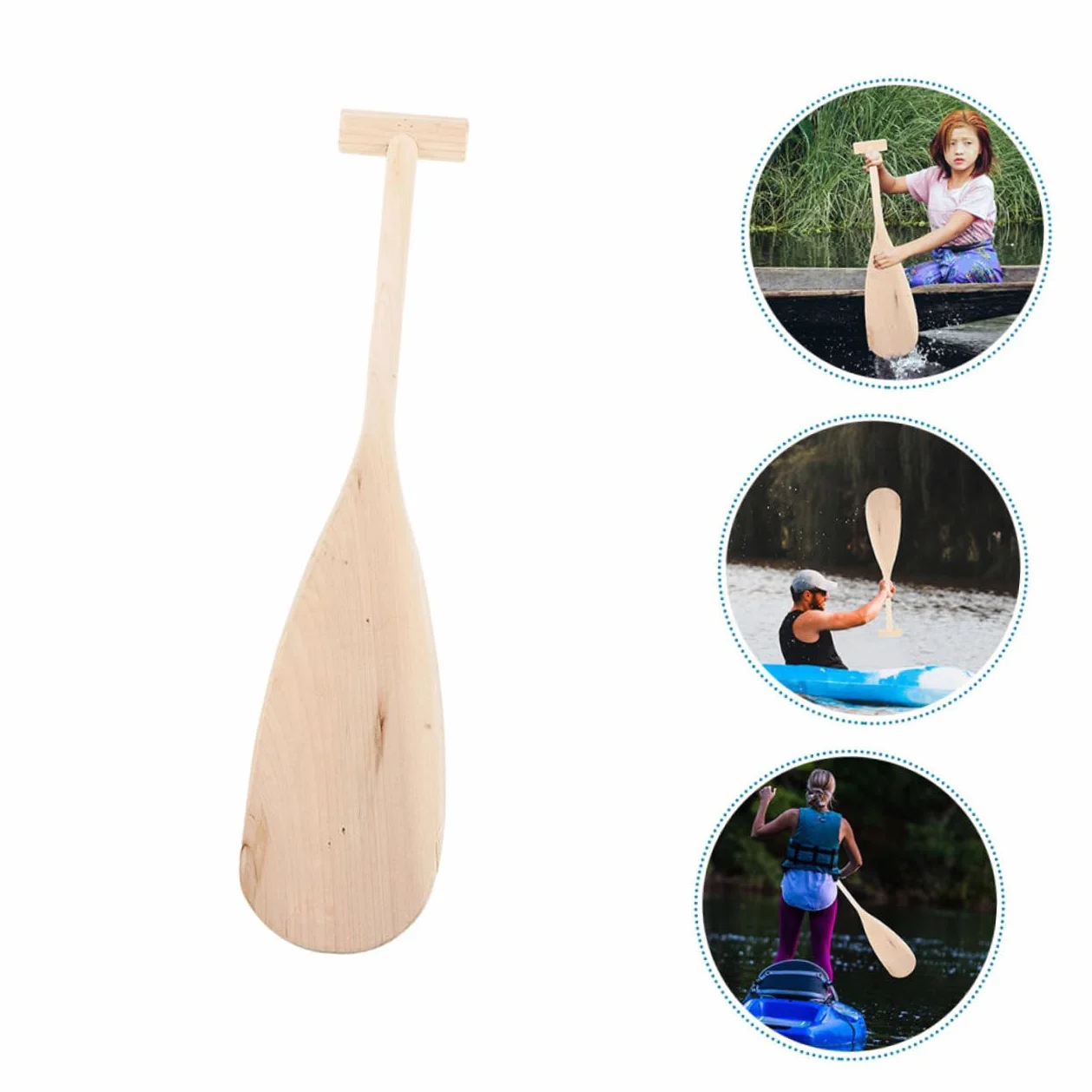 Pala Resistente de Madera Ligera para Kayaks y Botes Inflables