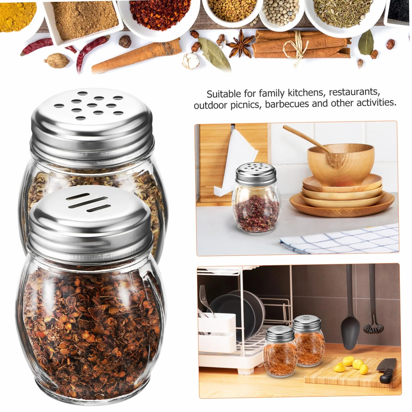 COLLBATH 10 Saleros y Pimenteros De Cristal Botes Para Especias Juego De Condimentos Tapa Deslizante y Giratoria Ideal Para Cocina y Camping