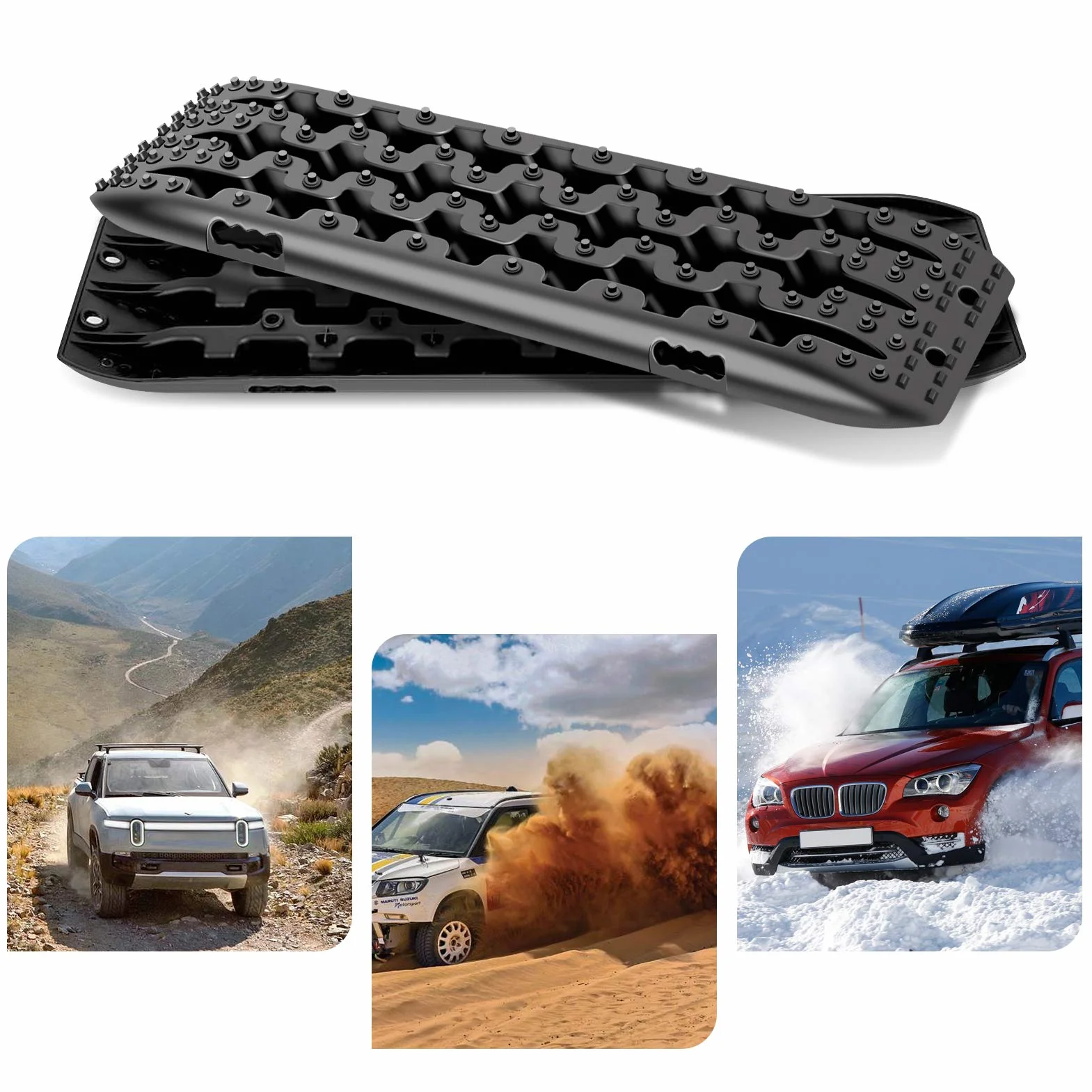 Pistas de Tracción de Recuperación, Alfombrilla de Agarre para Vehículos Todoterreno (2 Unidades) Almohadilla Placa Antideslizante para Neumáticos GM, para Hielo Barro Nieve 107X30 X5cm