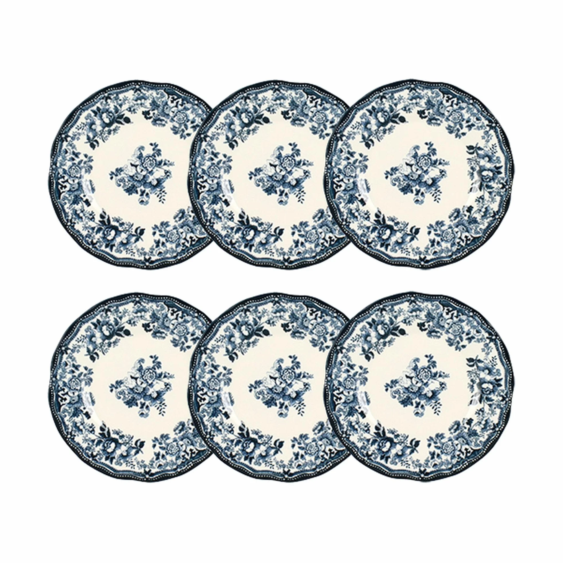 NOVASTYL 2614232 - Juego de 6 platos de postre (porcelana), color azul