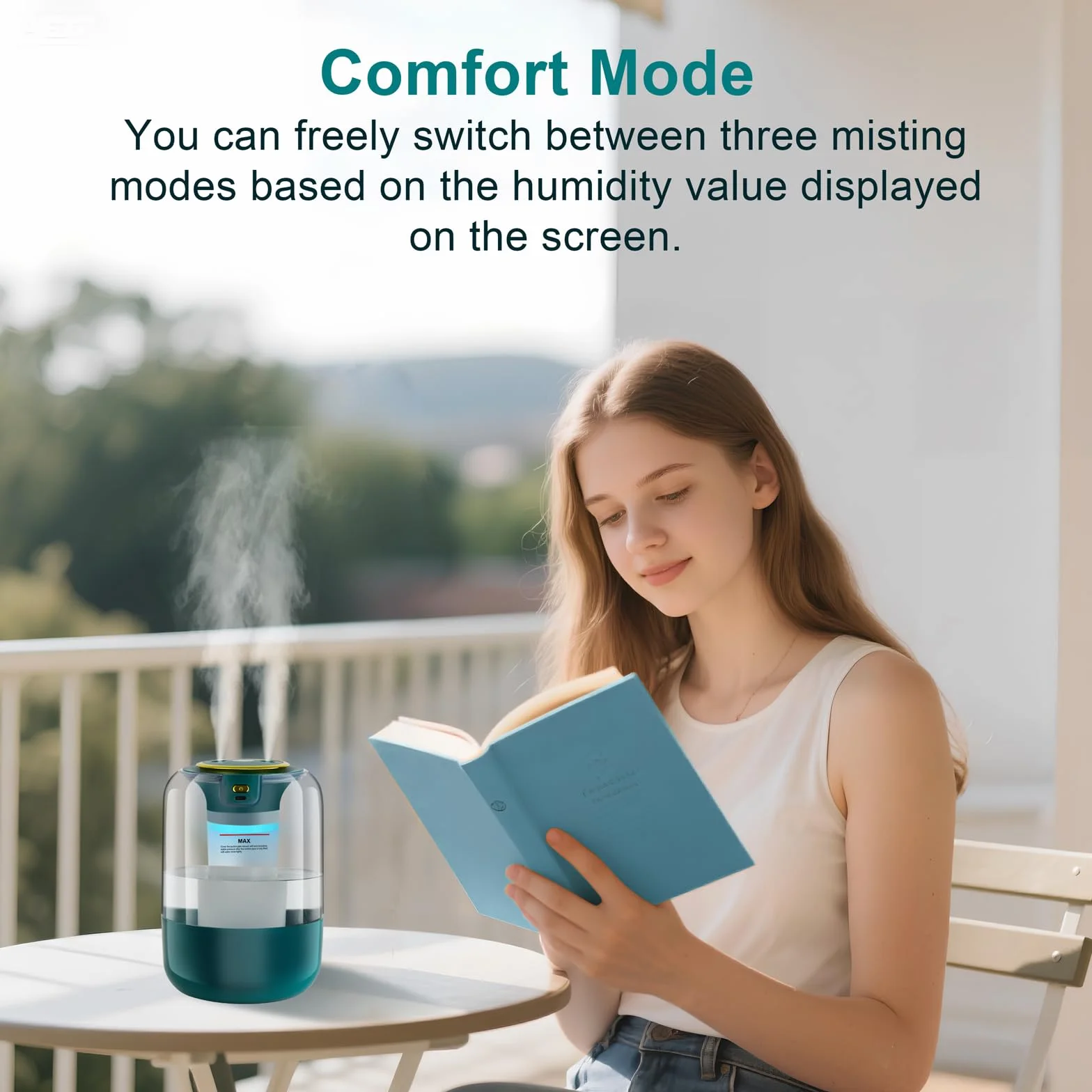 Humidificadores de 2.2 L para dormitorio, humidificadores de niebla fría con temporizador, perilla digital, humidificador pequeño silencioso de 26 dB para bebé, guardería y plantas con luz nocturna