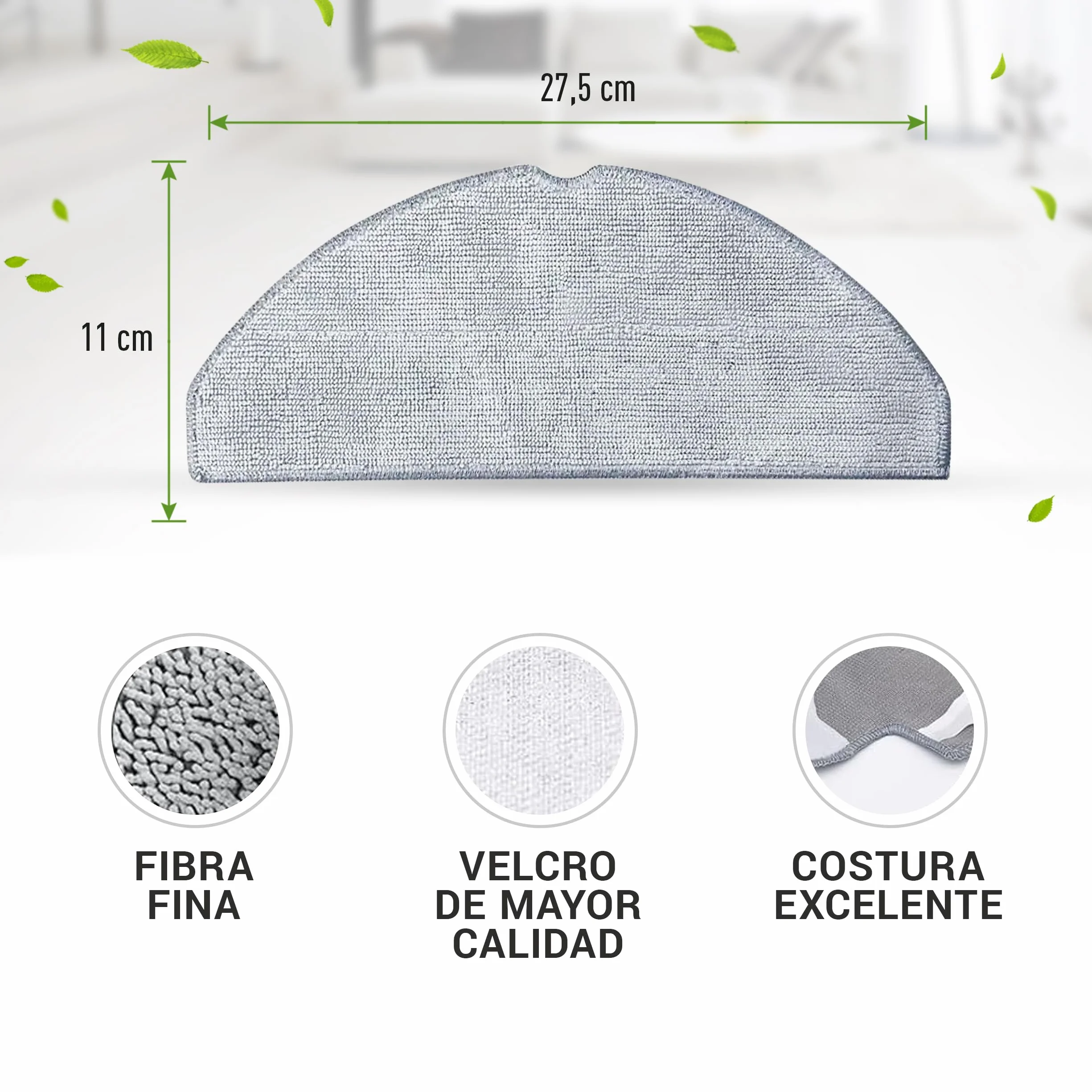 2 Mopas de Microfibra Para Xiaomi Vacuum S20 (D106), 3C, E10, Pack De 2 Trapos de Reemplazo, Kit De Repuestos Para Aspiradora Robot Vacuum, Para Xiaomi Mijia Vacuum Mop 3C (C103) / 3C Plus (B112)