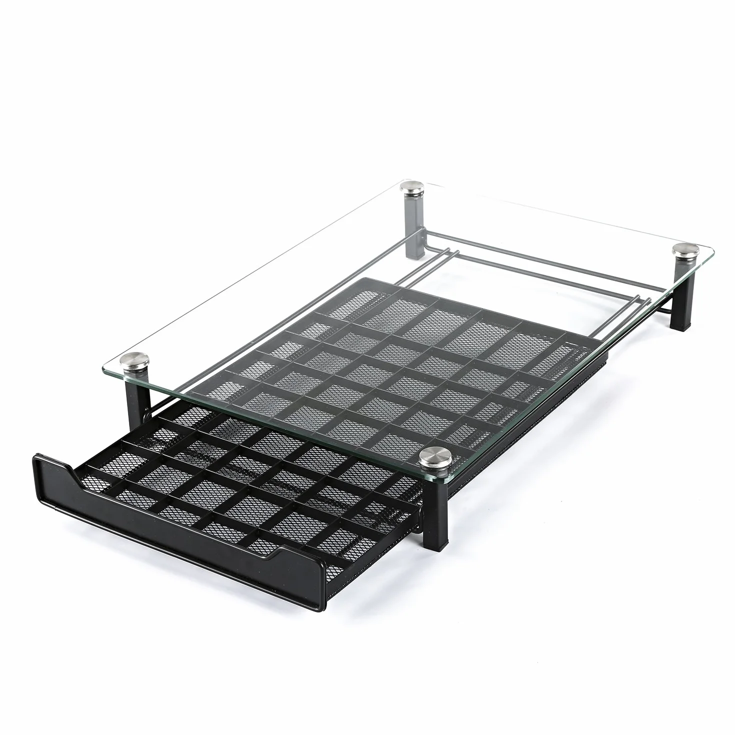 HiveNets Nespresso Cajón para Almacenar Cápsulas de Café Portacápsulas Soporte con Vidrio Templado para 60 Pcs