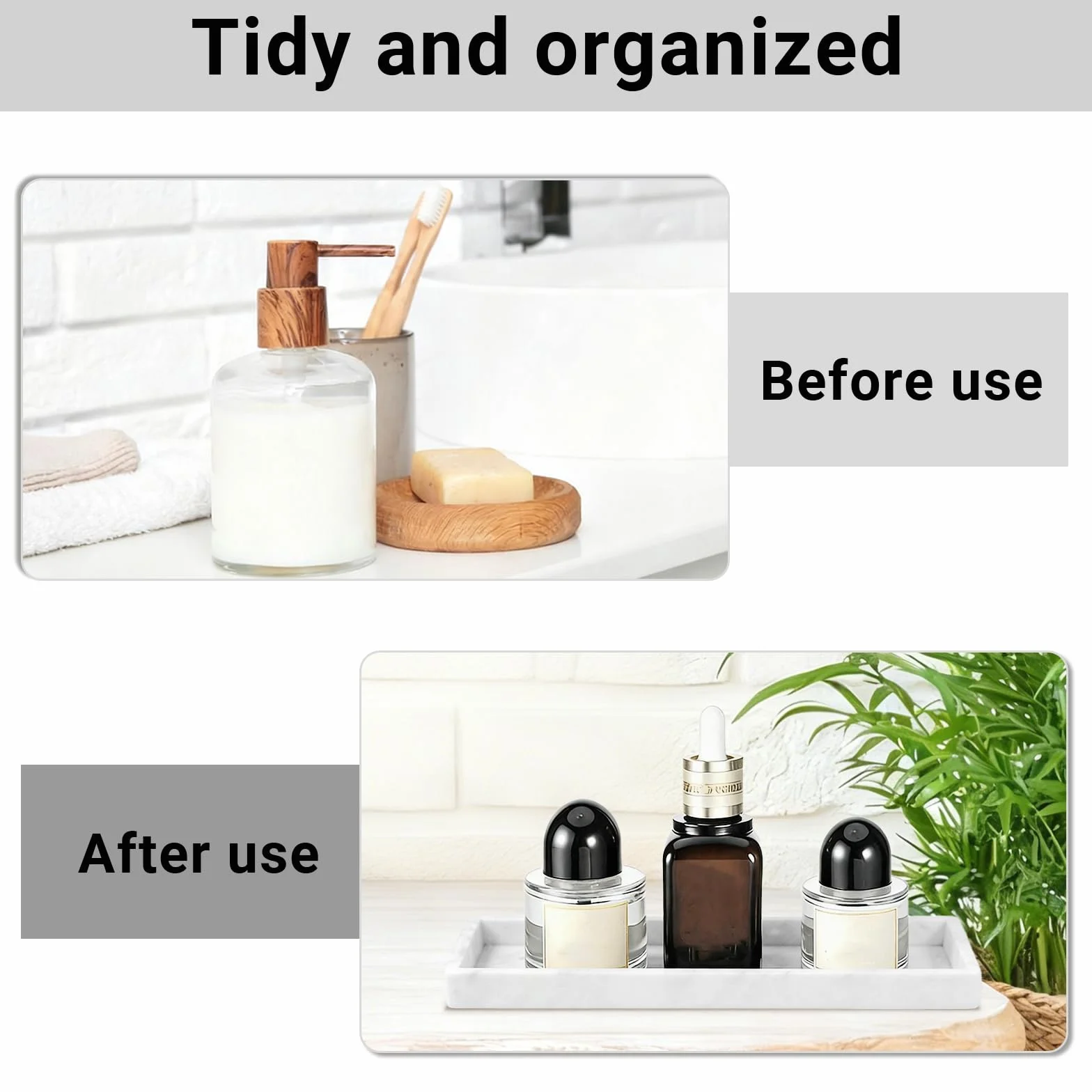2 Bandejas para Baño,Bandeja Decorativa de Silicona Vetas de Mármol Blanco,Organizador Perfumes de 20 x 10 cm,Aptas para Baños,Cocinas,Tocadores y Decoración del Hogar