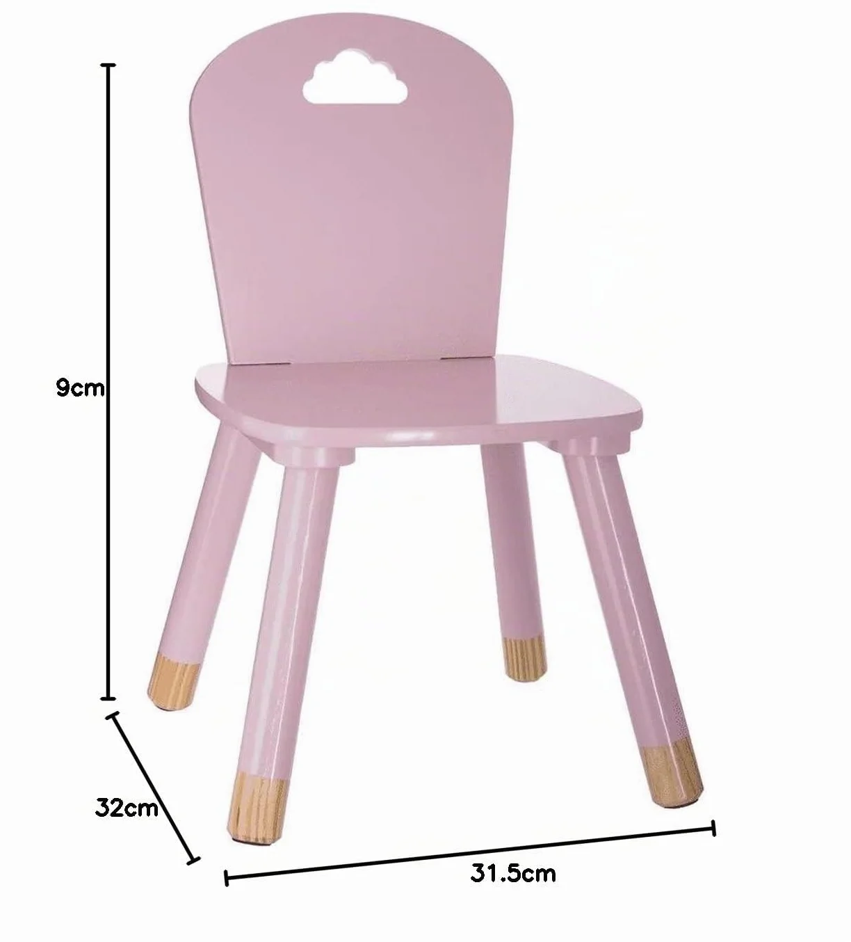 ATMOSPHERA CREATEUR D'INTERIEUR Silla de Madera para niños-Decoración Nube-Color Rosa, L. 28 x l. 50 x H. 28 cm