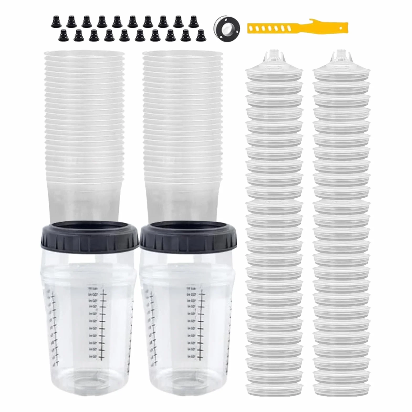 Vasos Mezcladores De Pintura Medidores de Pintura de 6 Onzas 165 ml | Recipiente Transparente Multifuncional Para Artes Manualidades Reparación De Coches Renovación Modificación