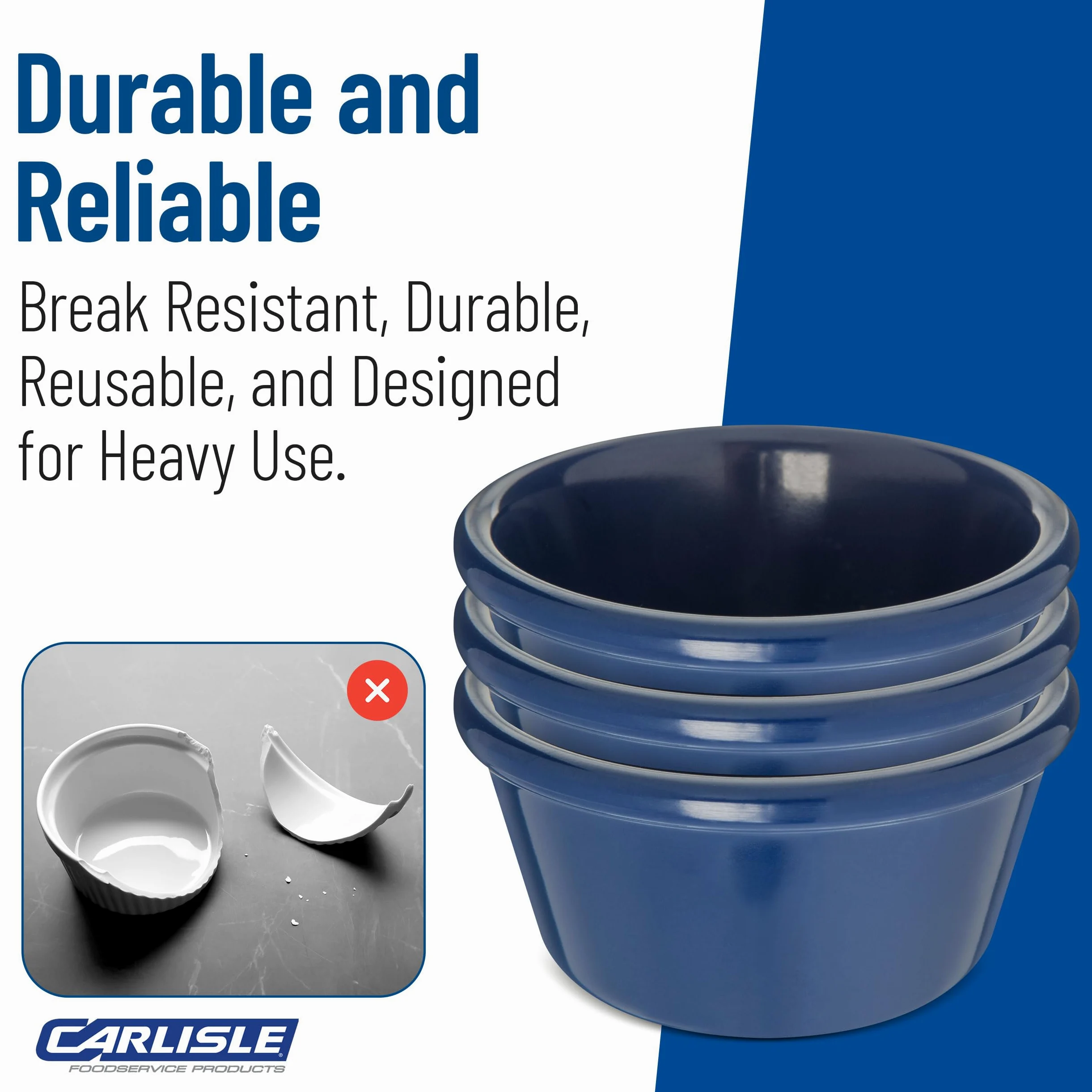 Carlisle S28060 Melamine Smooth Ramekin, 3 oz Capacity, Cobalt Blue (Case of 48)