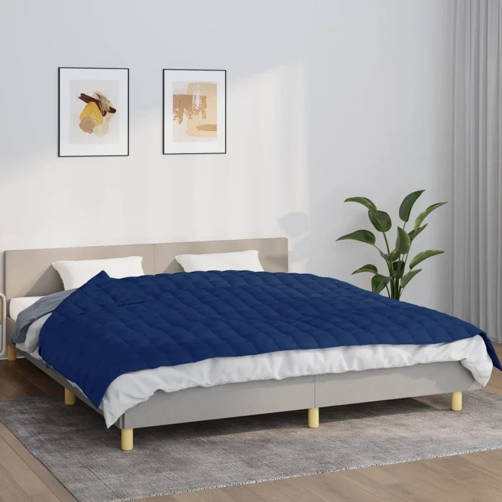 Manta ponderada azul 155 x 220 cm 7 kg Tejido-Classic Manta ponderada - Manta antiestrés - Manta pesada para un sueño profundo y un mejor descanso - Manta de algodón ponderada 100% - Weighte