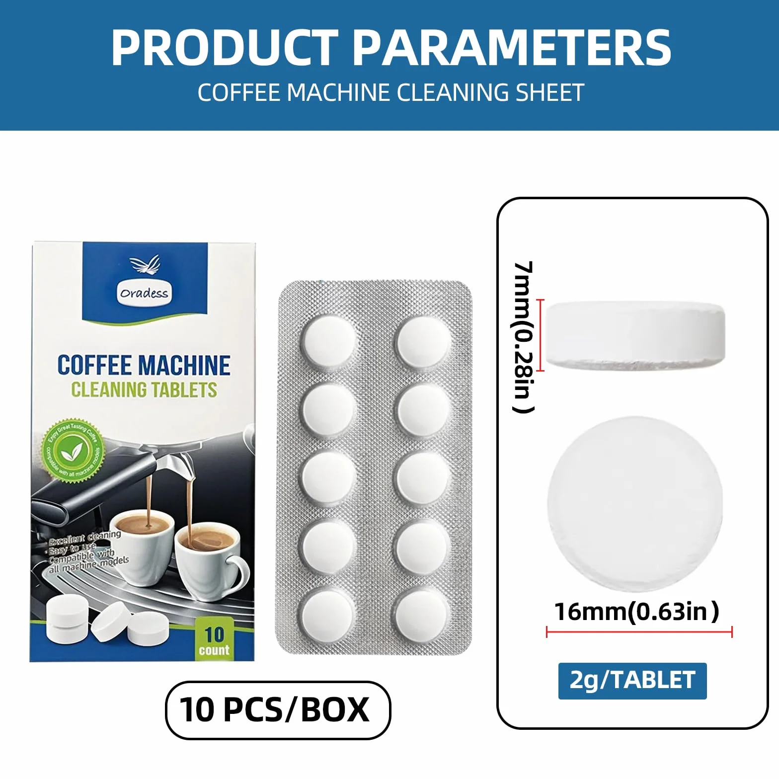 10 PCS Tabletas de limpieza para Máquinas de Café, Pastillas Limpiadoras y Descalcificadoras para Cafeteras Automáticas y Espresso, Eliminan Residuos y Aceites Eficazmente