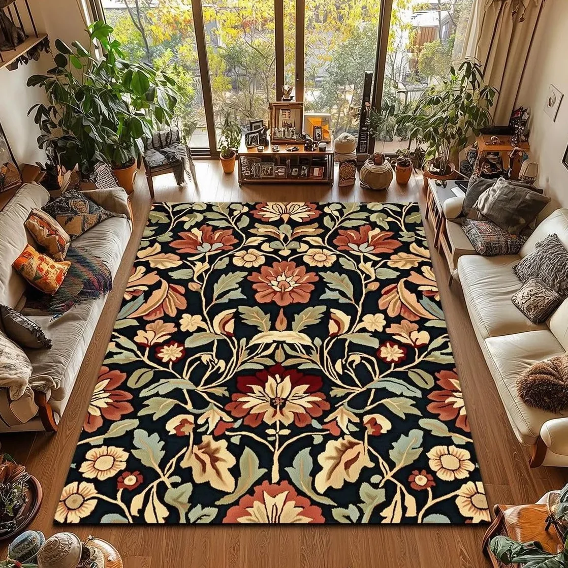 Alfombra De Dormitorio para Adolescentes Alfombras De Juegos para NiñOs para Sala De Juegos Sala De Estar BañO Cocina DecoracióN Carpet Area Rug Antideslizantes Felpudo (Flower,80x160 cm)