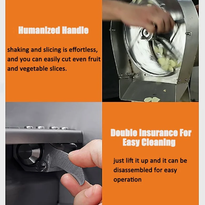 Cortador de frutas y verduras, grosor ajustable de 0 a 10 mm, cortador de alimentos de acero inoxidable para catering y uso doméstico