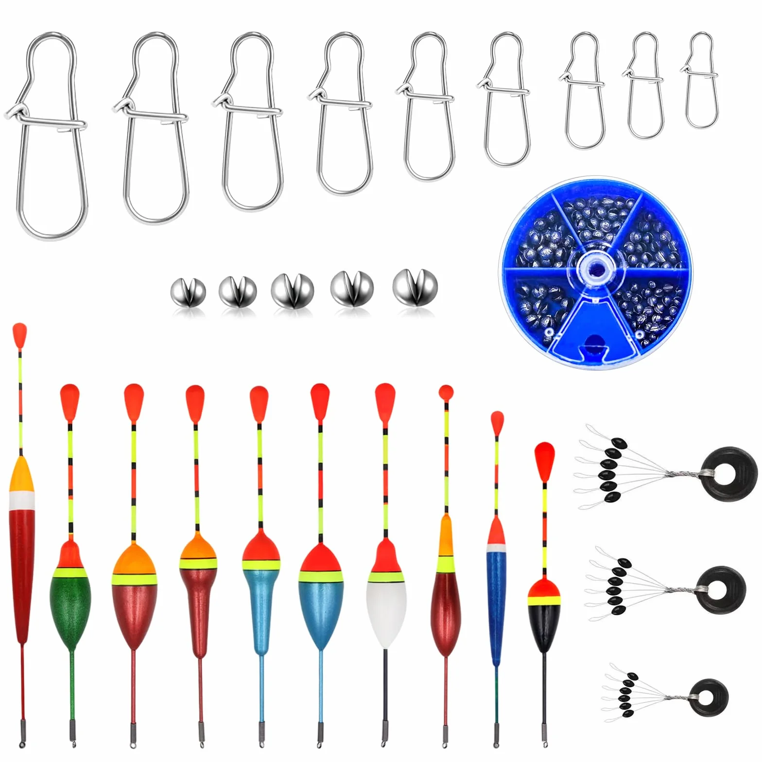 Set Flotadores de Pesca 10 Piezas con Float Stops para Trucha Lucioperca Tencas 0.6g-4.5g