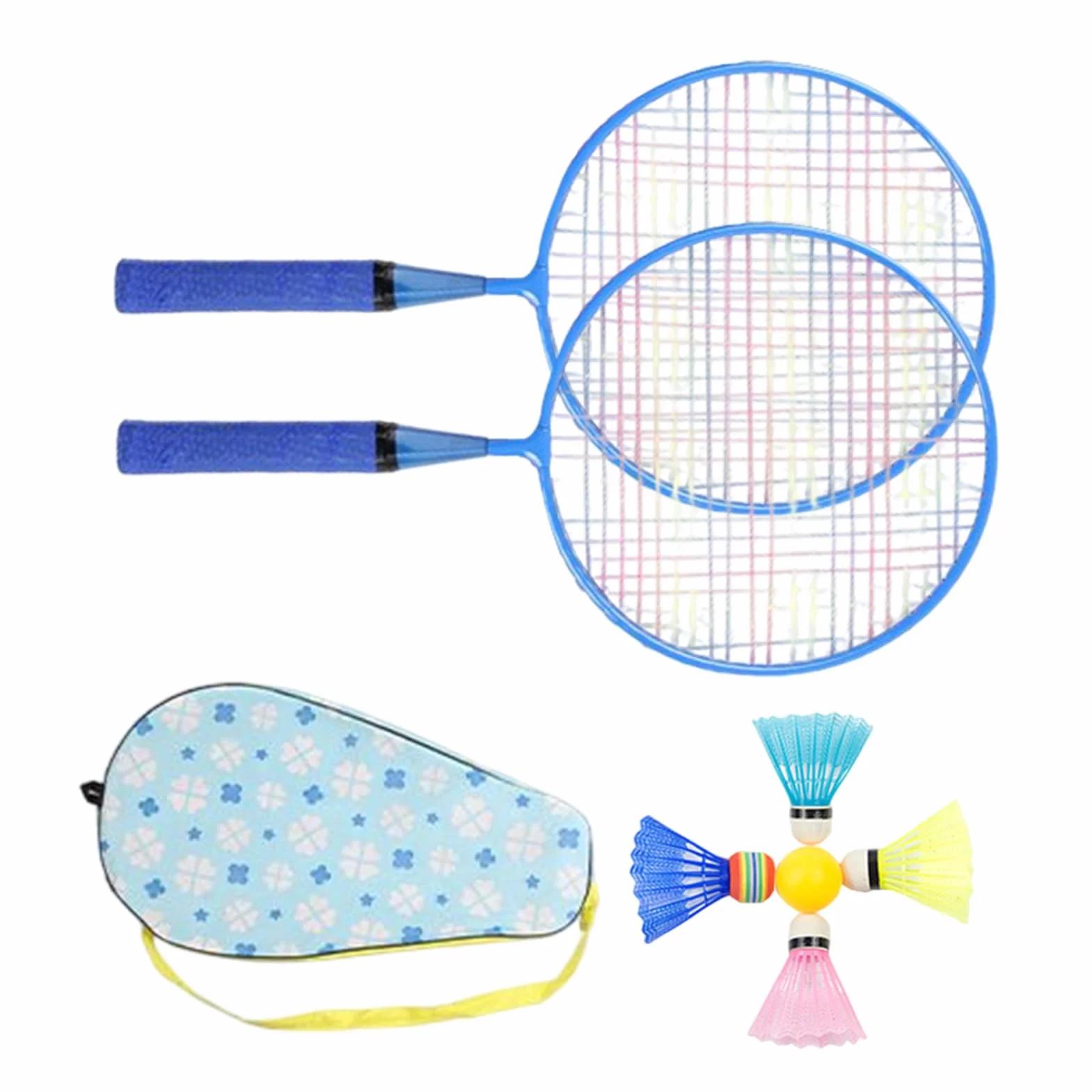 Juego de raquetas de bádminton para niños con raquetas de repuesto y volantes, juego de volantes ligeros con mango suave para familia, niños, amigos