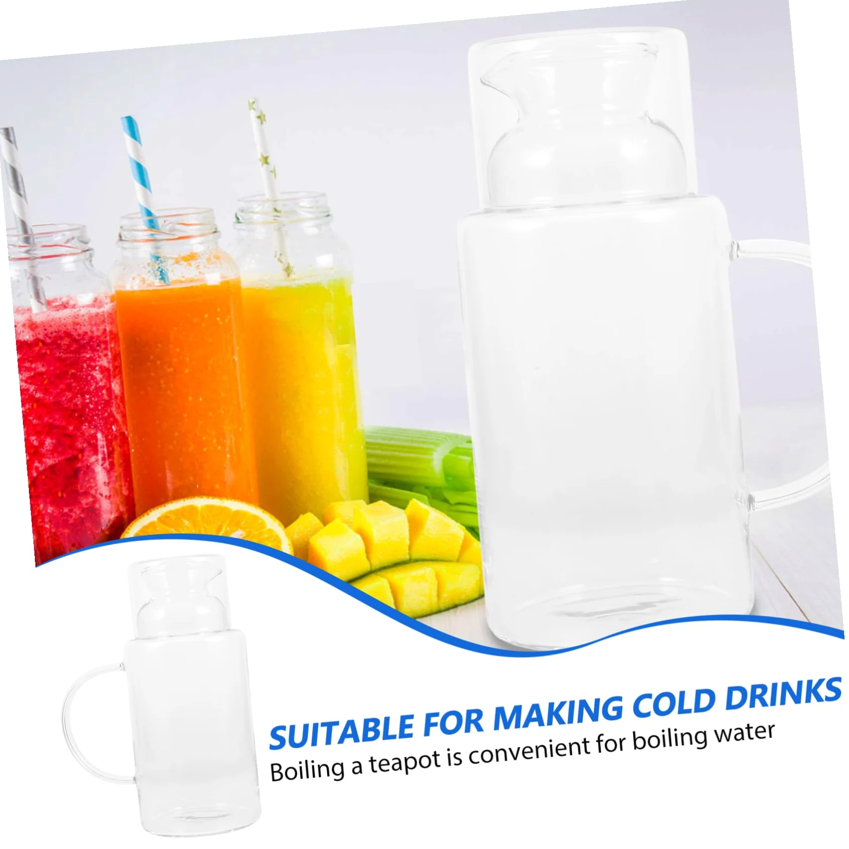 GALPADA Jarra de Vidrio Resistente Altas Temperaturas Contenedor de Agua para Bebidas Frías y Calientes con Antigoteo para Cocina Bar y Eventos Portátil y Fácil de Limpiar