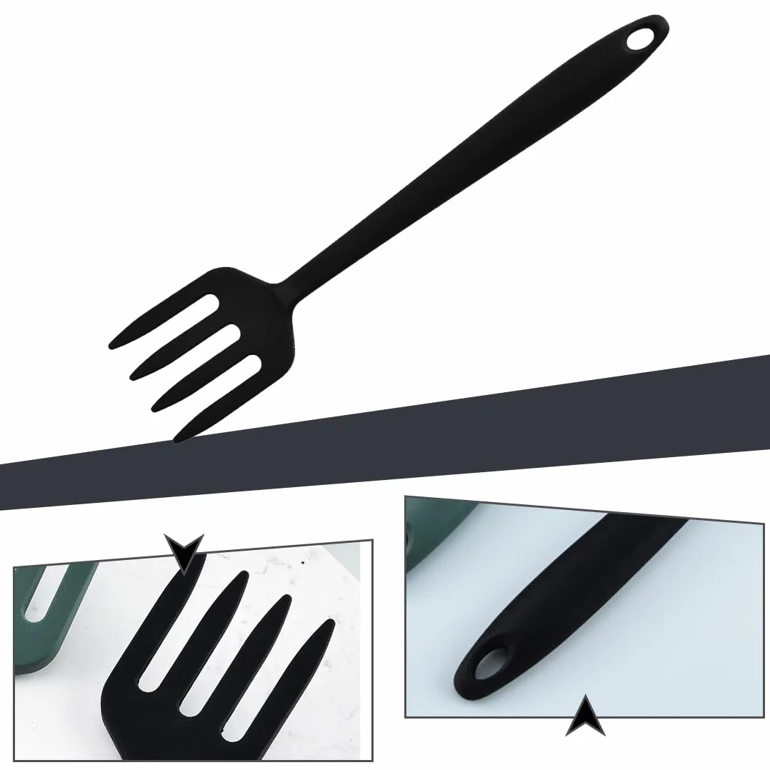1 Pieza Tenedor Multifuncional Antiadherente de Silicona Resistente al Calor, Tenedor de Cocina para Cocina, Utensilios de Cocina Apto para Uso Alimentario Utensilio de Cocina (26cm/Negro