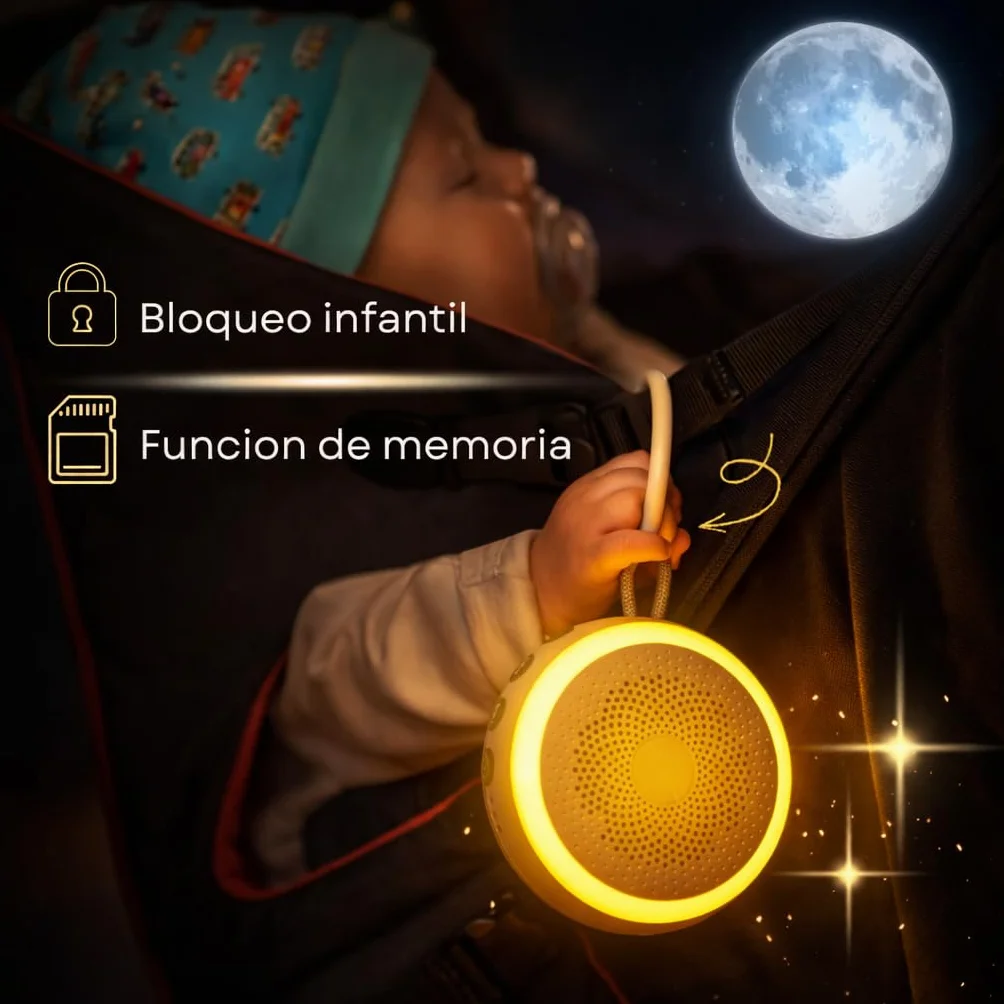 Máquina de Ruido Blanco para Bebé Portátil 21 Sonidos Luz Nocturna Terapia de Sonido Temporizador
