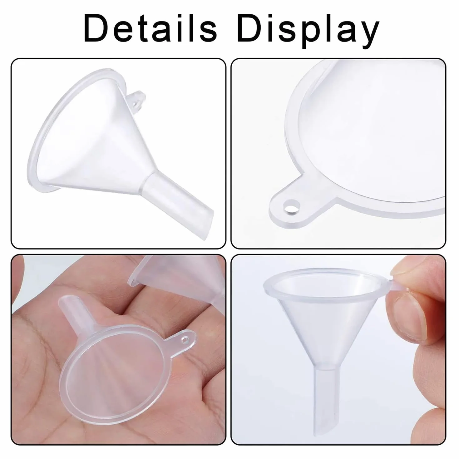 Mini Embudos,12 PCS Embudos de Plástico para Llenar Botellas o Recipientes,Minibotellas,Aceites Esenciales,Perfumes,Especias y Frascos de Laboratorio