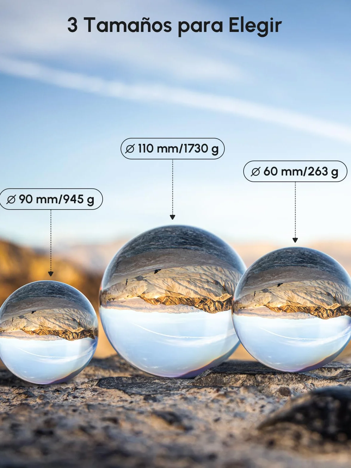 Rollei Lensball 110mm I bola de vidrio I bola de cristal I bola de fotos con bolsa de almacenamiento y paño de limpieza de microfibra para fotografía de bolas de vidrio