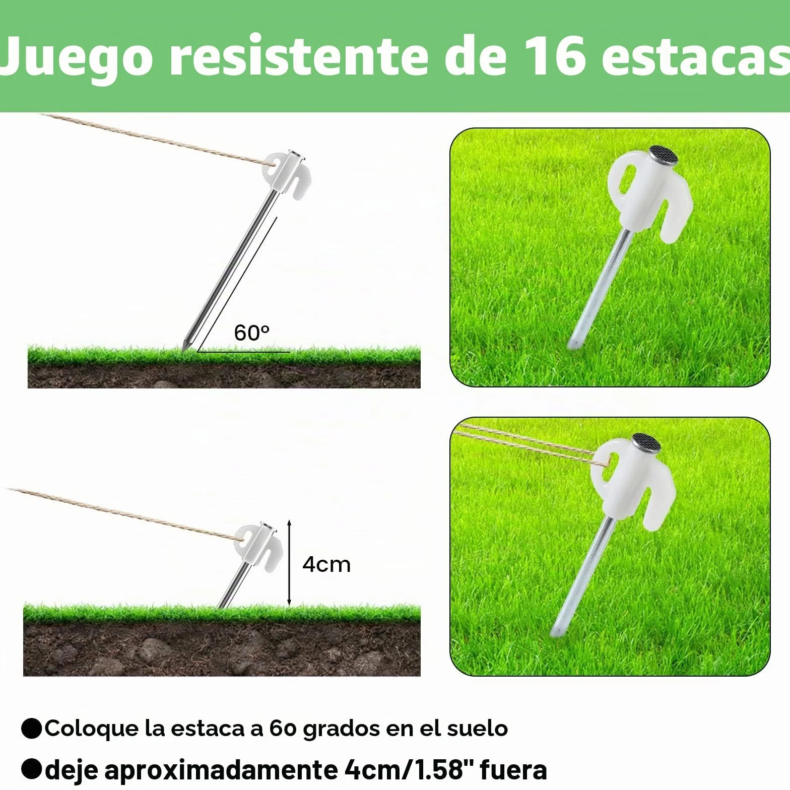 Piquetas Camping 16 szt, 21cm, do namiotu, ogrodu, wędkowania