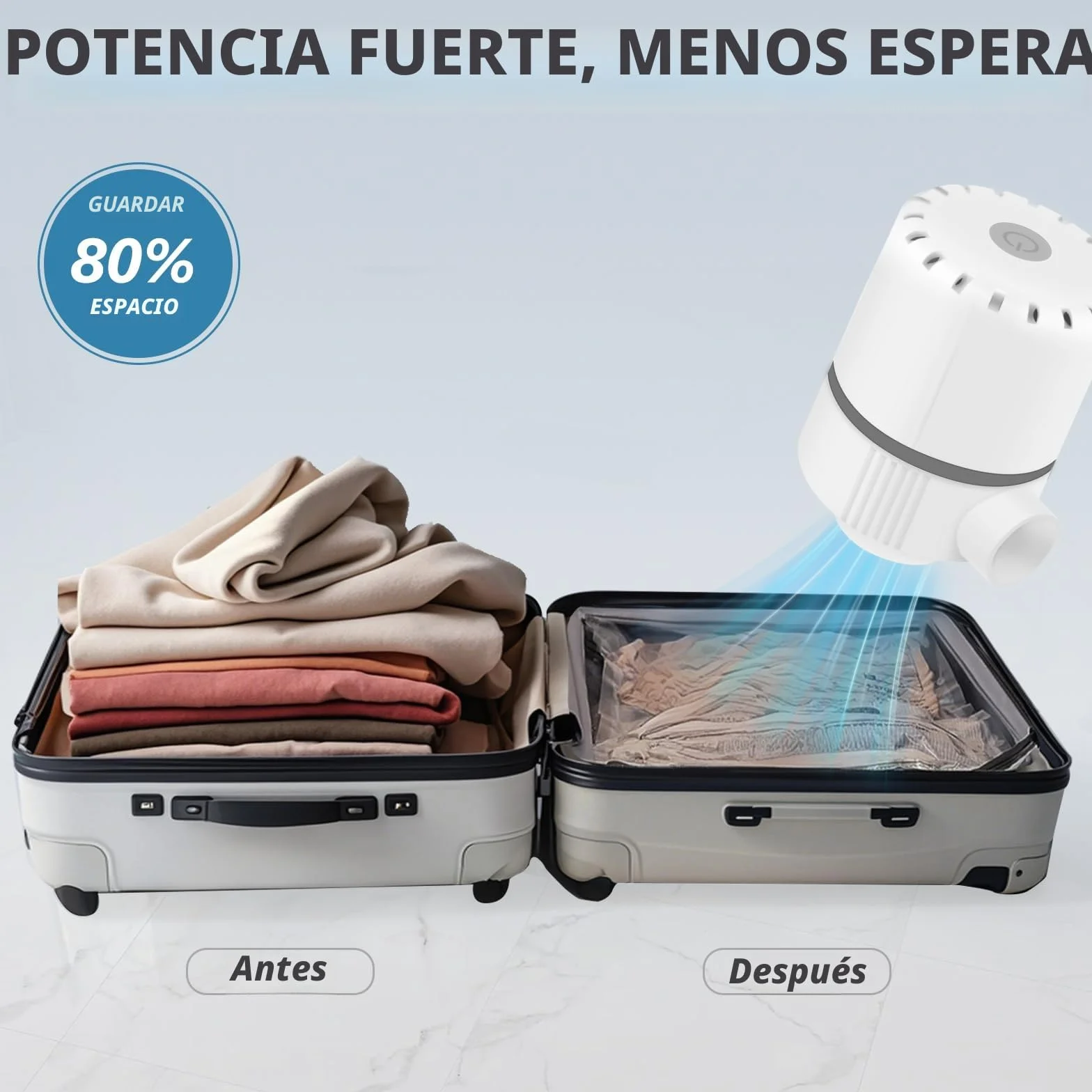 Bomba de Aire Eléctrica 2 en 1 30W 4500Pa 250L/min Portátil para Bolsas de Vacío y Colchones Hinchables