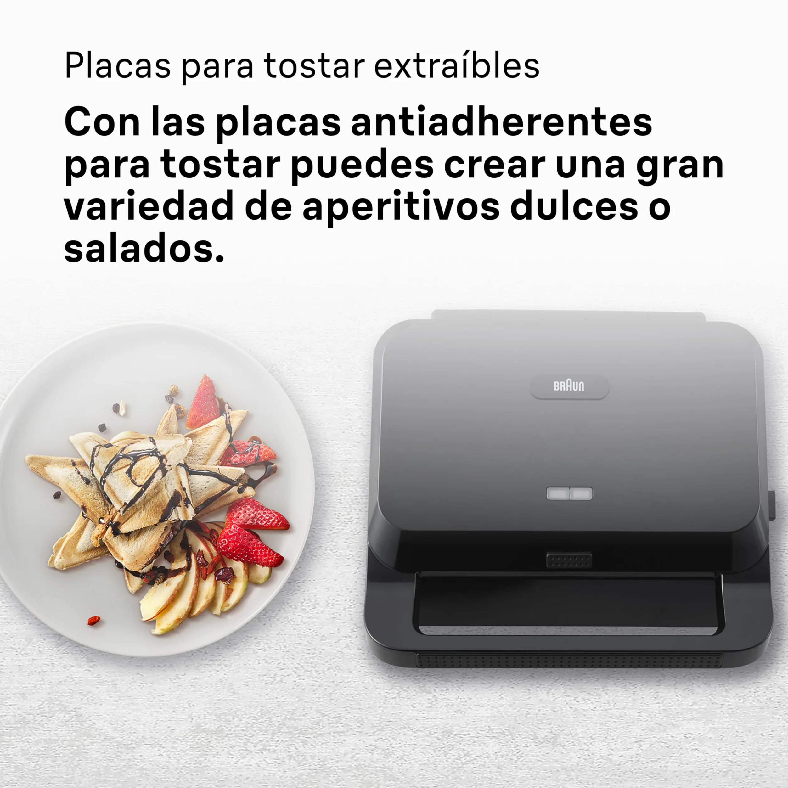Braun SnackMaker 5 SM5000, Sandwichera con Placas de Sándwich Removibles, de Aluminio Fundido, Placas Lavables en Lavavajillas, 800W, Negro