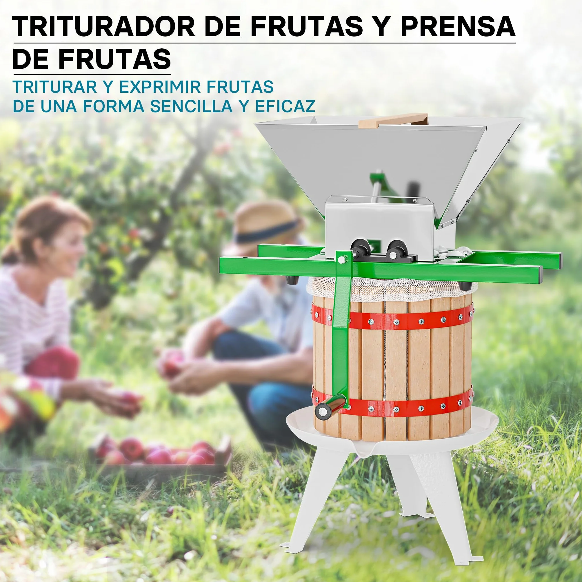 WilTec Prensa de Frutas Bayas y Mosto de 12L + triturador de Frutas y Bayas de 7L Elaboración de Bebidas