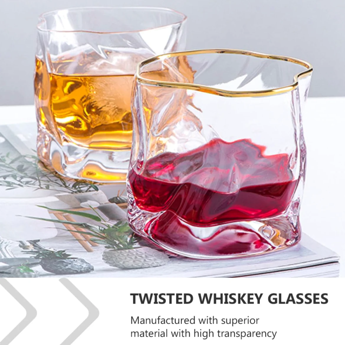 OSALADI Vasos de Whisky de Vidrio Reutilizables y Seguros para Uso en Restaurantes y Hogares, Juego de 3 Piezas Diseño Creativo y Único
