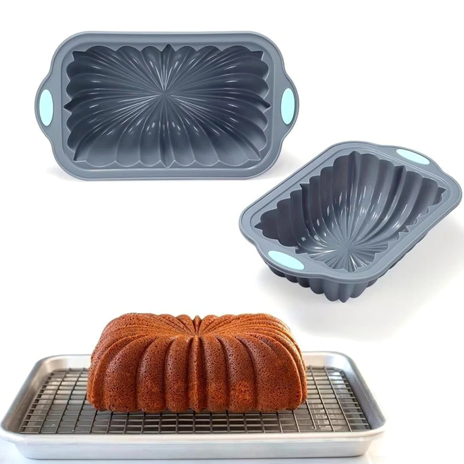 Molde De Silicona Para Pan Forma de cocina casera reutilizable | 4 Piezas Molde Pan De Sándwich Pasteles, brownies, pastel de carne, empanadas, lasaña, quiches,