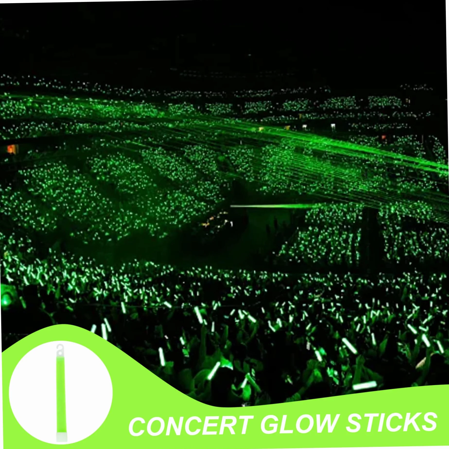 Survival Glow Sticks 12pcs 6 Aguas resistentes a brillos gancho colgante 12h para acampar fiesta emergencia verde claro