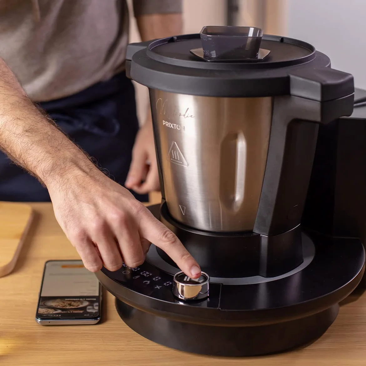 PRIXTON Robot de Cocina Multifunción My Foodie WiFi Pantalla táctil APP móvil con Recetario 1000 W 10 Velocidades Vaporera Doble