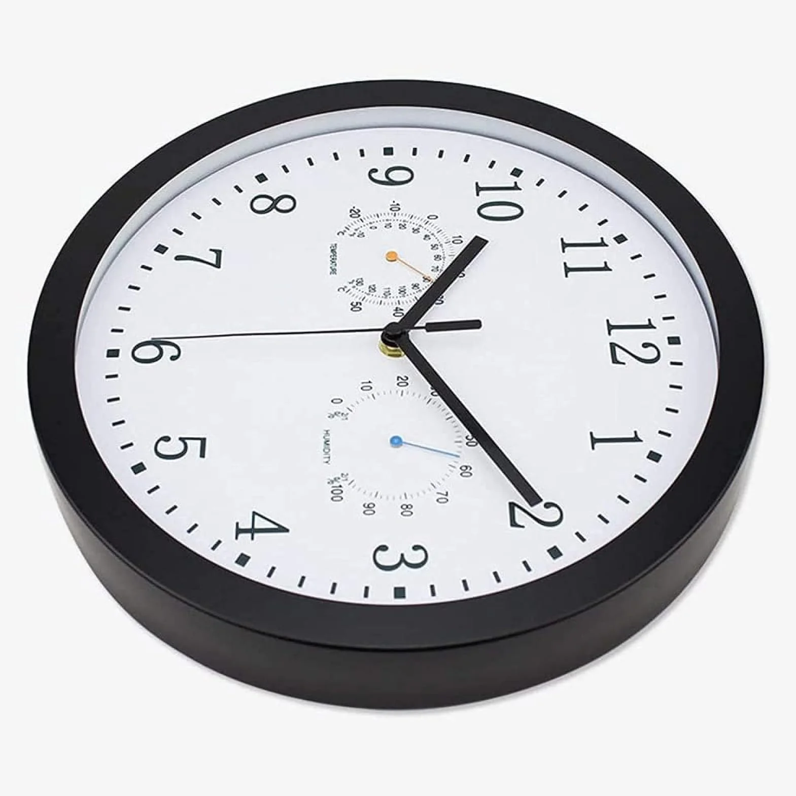 Reloj de pared exterior para exteriores, 25 x 25 cm, resistente a la intemperie, con termómetro e higrómetro, para terraza, balcón, jardín, decoración del hogar