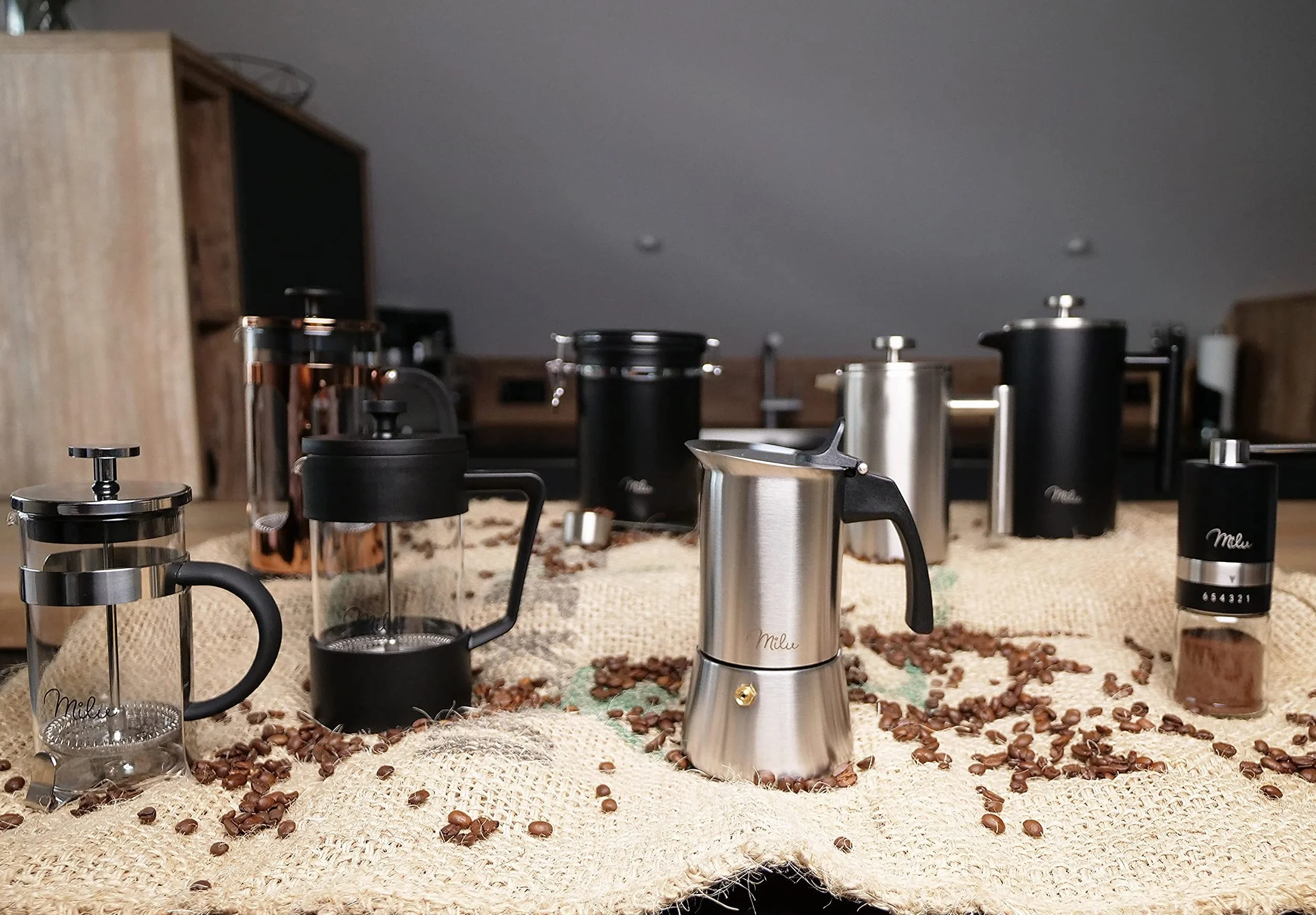 Milu Cafetera Francesa de Vidrio 600ml French Press Tetera Café Negro