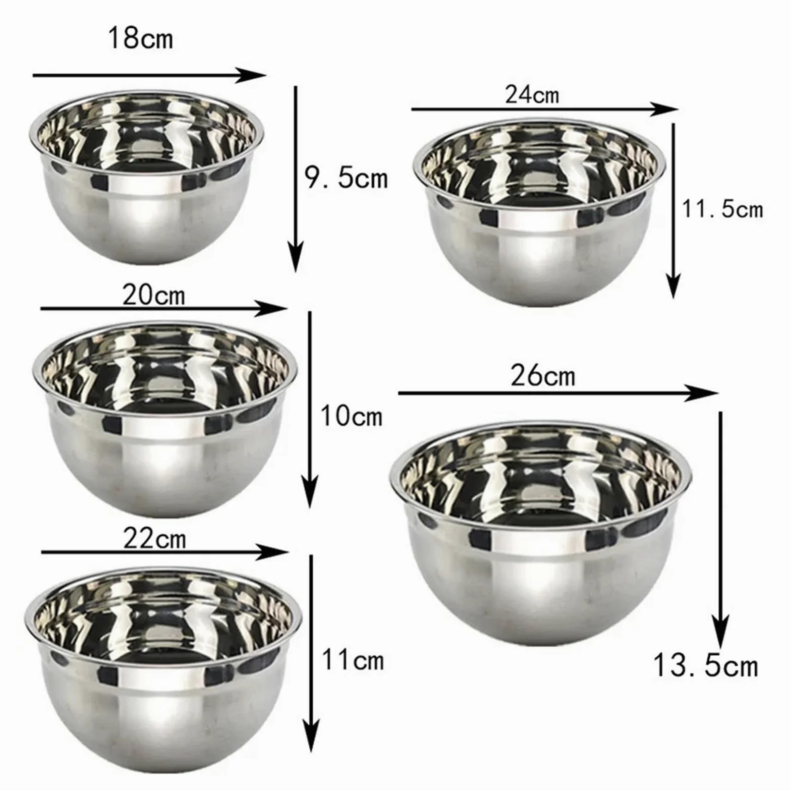 Tazón Para Mezclar Juego de tazones for mezclar acero inoxidable | 7 juegos de ensalada de frutas for cocinar 18 20 22 24 26 28 30 cm(Mix2)