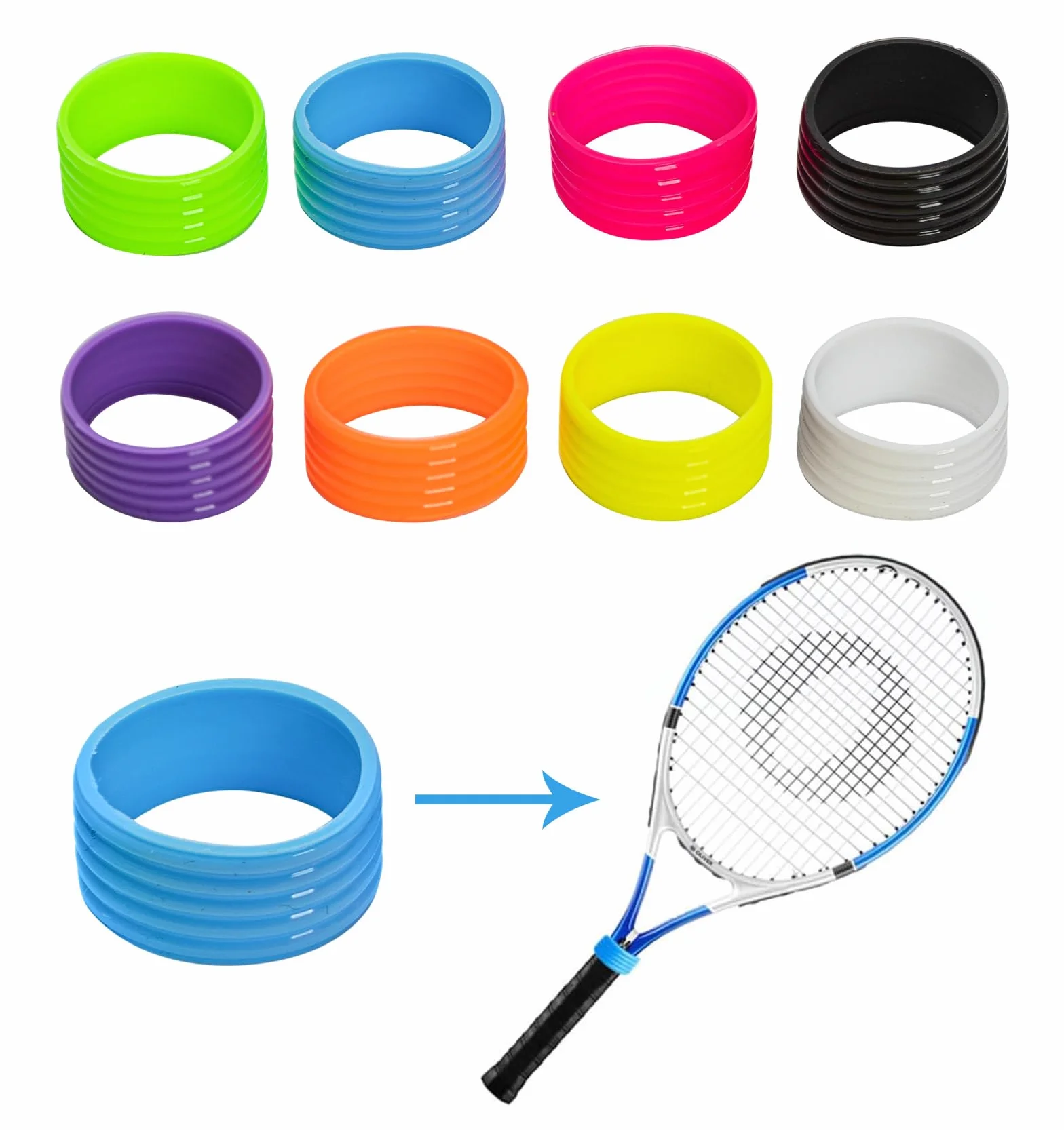 Banda de Agarre Silicona para Tenis Blanco 8 Piezas