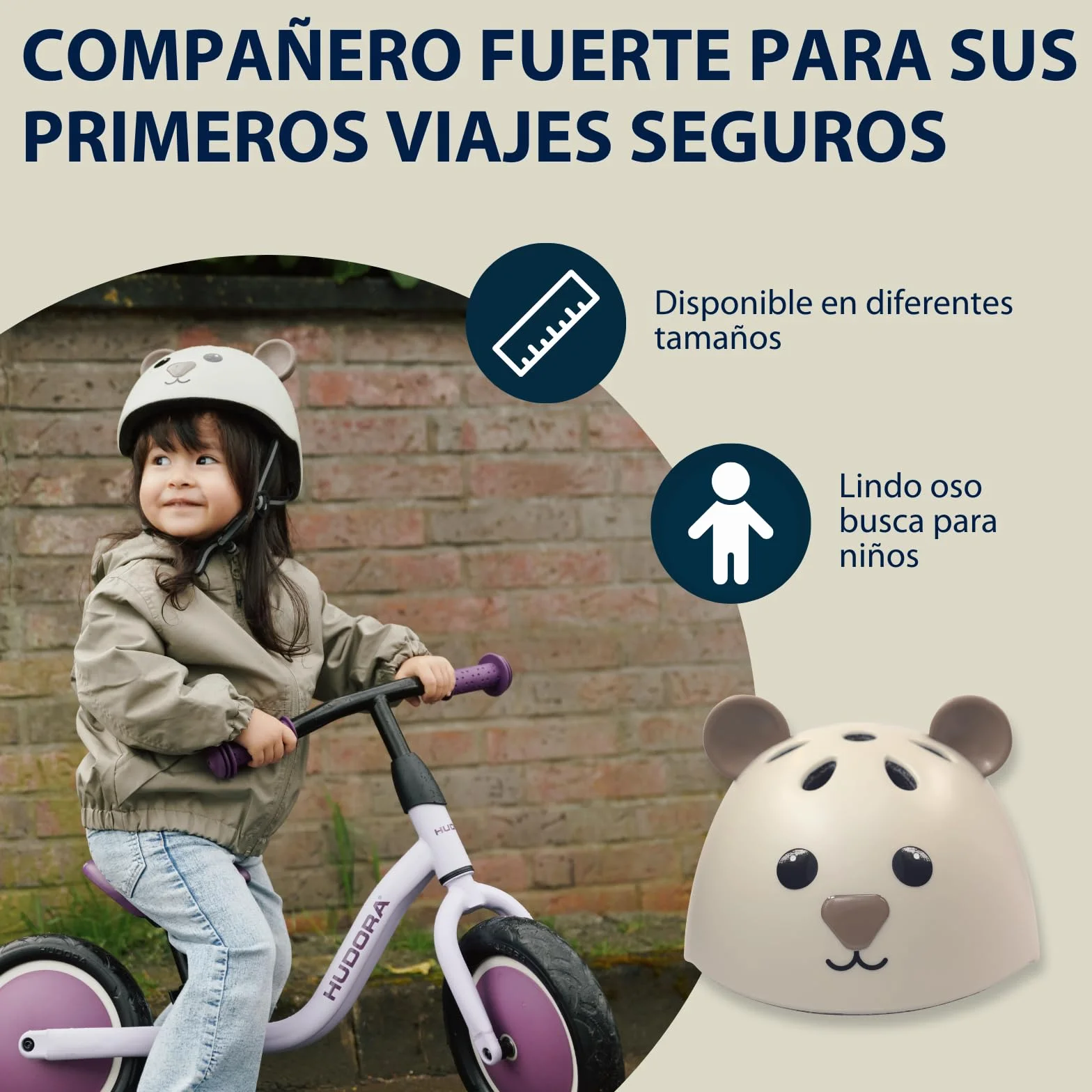 HUDORA Casco Infantil Beary Talla XXS para Bicicletas y Patinetes