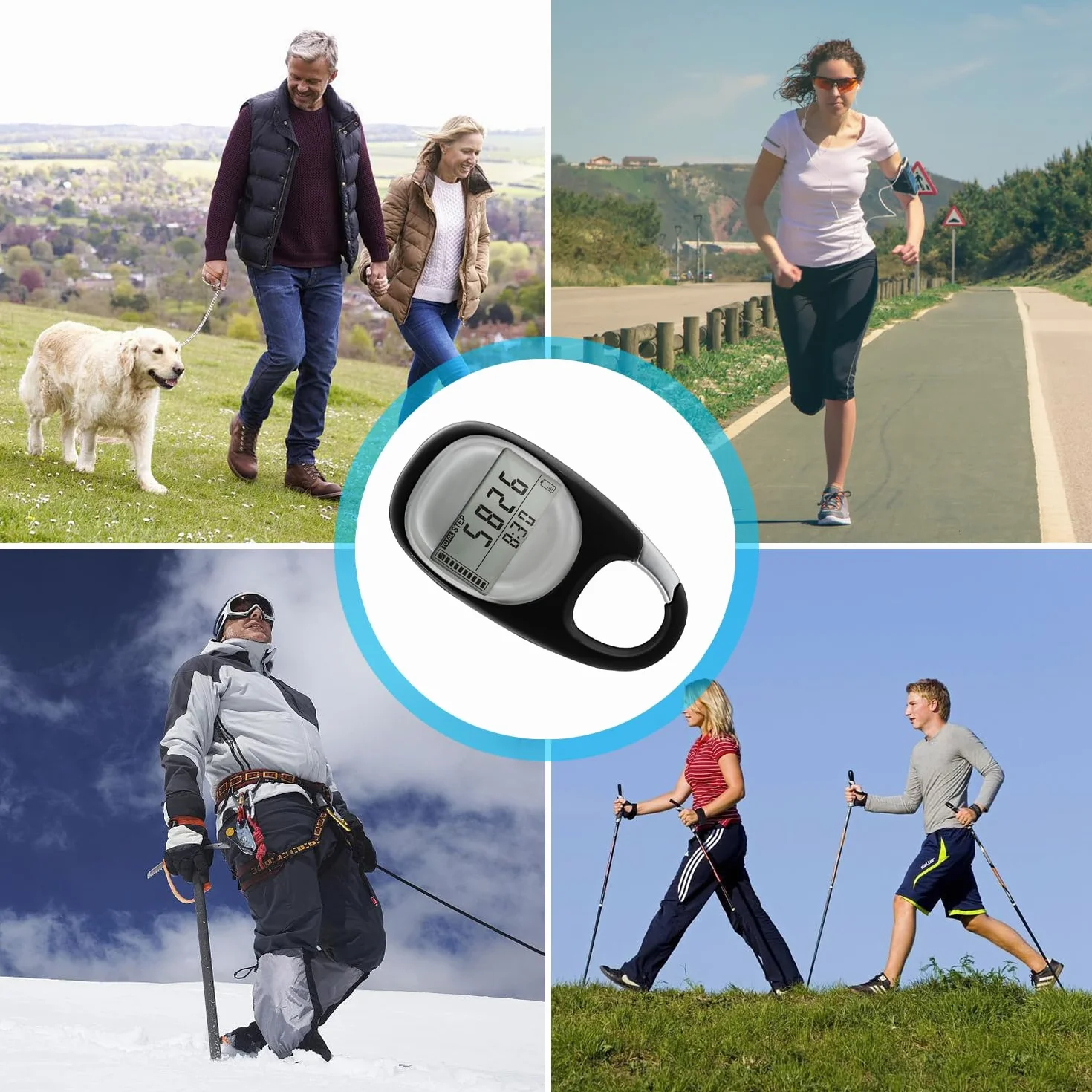 Podómetro Digital 3D, Contador de Pasos Sencillo, sin App sin Bluetooth para Caminar o Correr