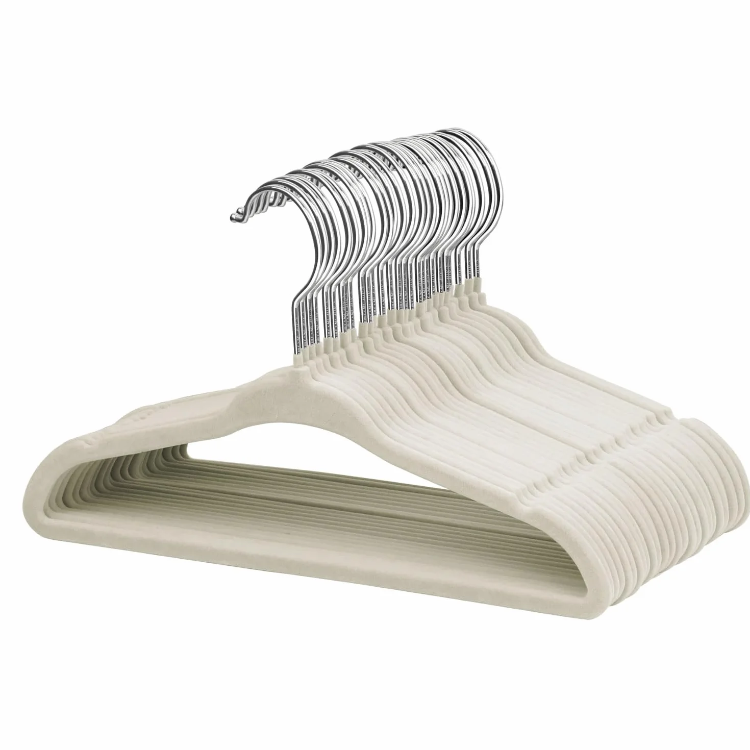 Perchas de Terciopelo para Ropa de Bebé con Gancho Giratorio, Diseño de Hombros con Muescas, Paquete de 30, Crema