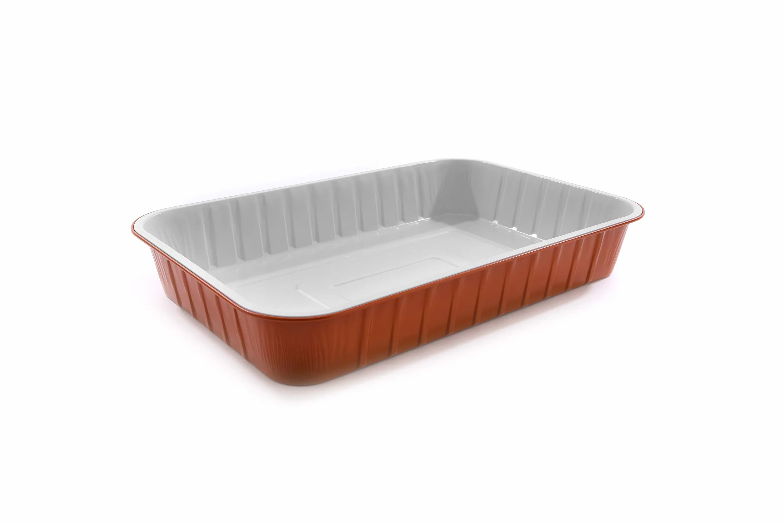 CONTITAL AS222040 | Bandejas de aluminio lacado de 6 porciones extrarrígidas de color blanco y cobre | Recipientes desechables con tapa | Ideales para bandejas de horno, microondas y para llevar | 50